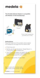 Foto 3 | Cargador De Coche Para Extractores De Leche Medela Freestyle Y Lactina - Venta Internacional.