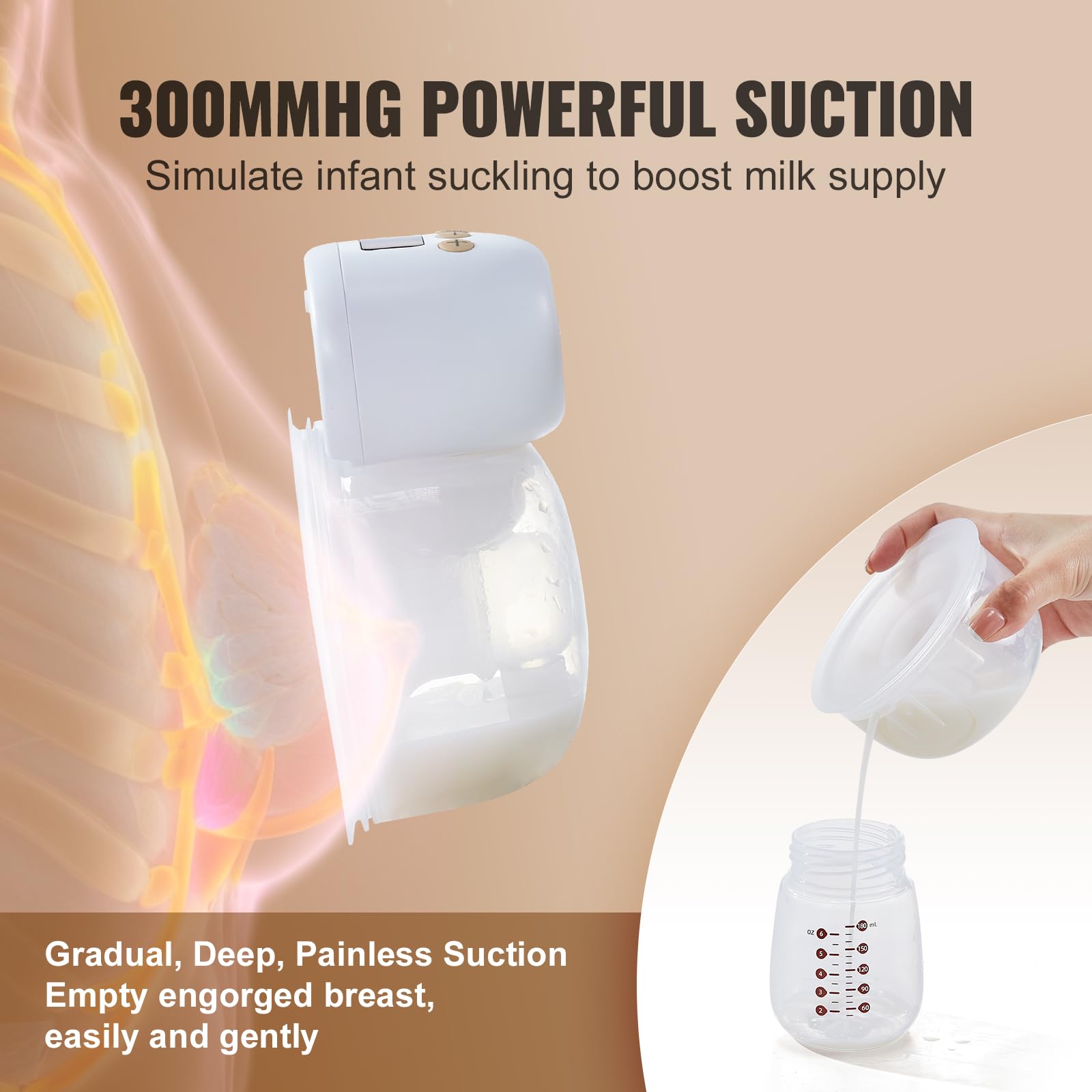 Foto 4 pulgar | Extractor De Leche Vevor, Portátil, Eléctrico, Succión De 300 Ml, 12 Niveles - Venta Internacional.