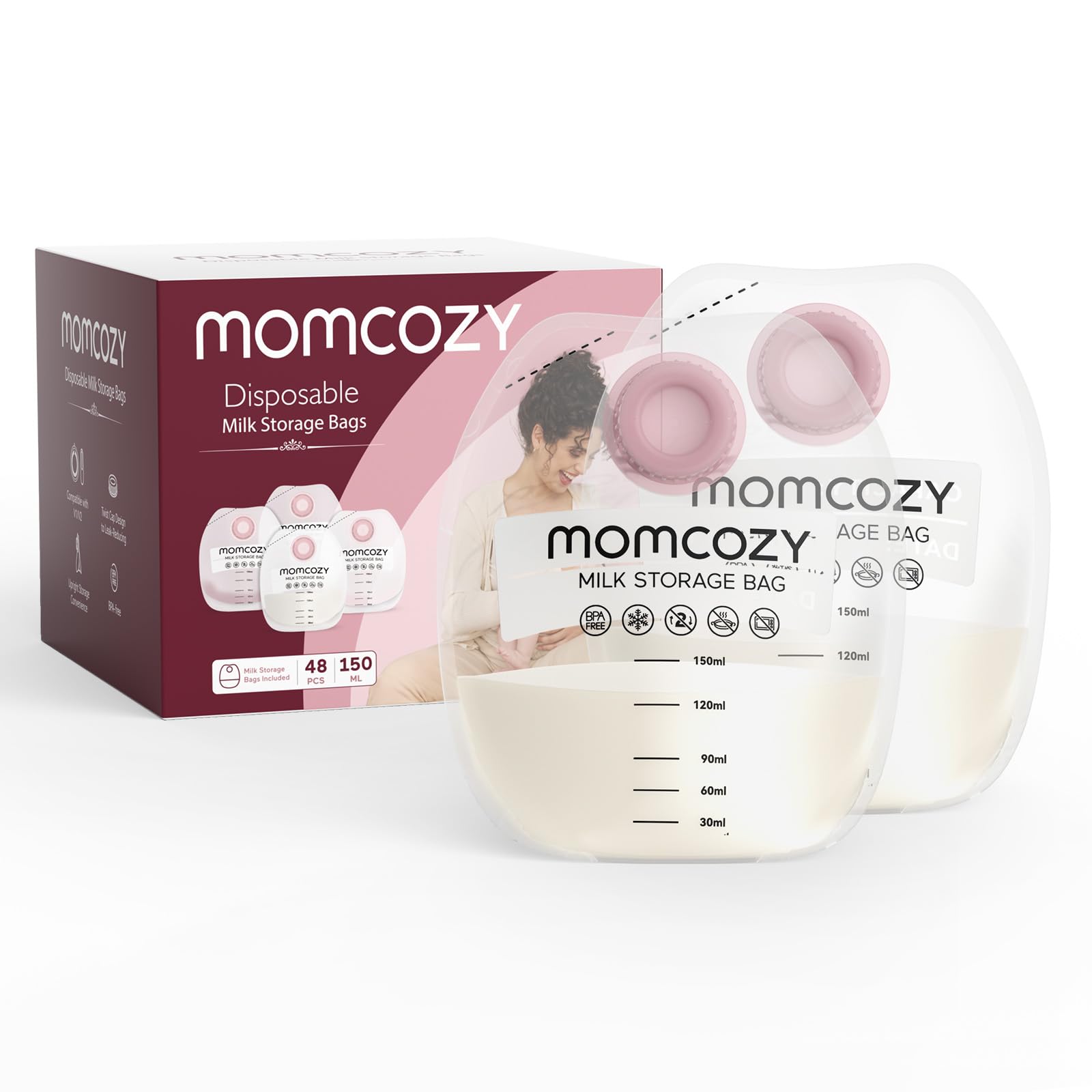 Foto 2 pulgar | Bolsas de Almacenamiento de Leche Materna Momcozy Atornillables 48 Unidades 150 ml sin BPA - Venta Internacional