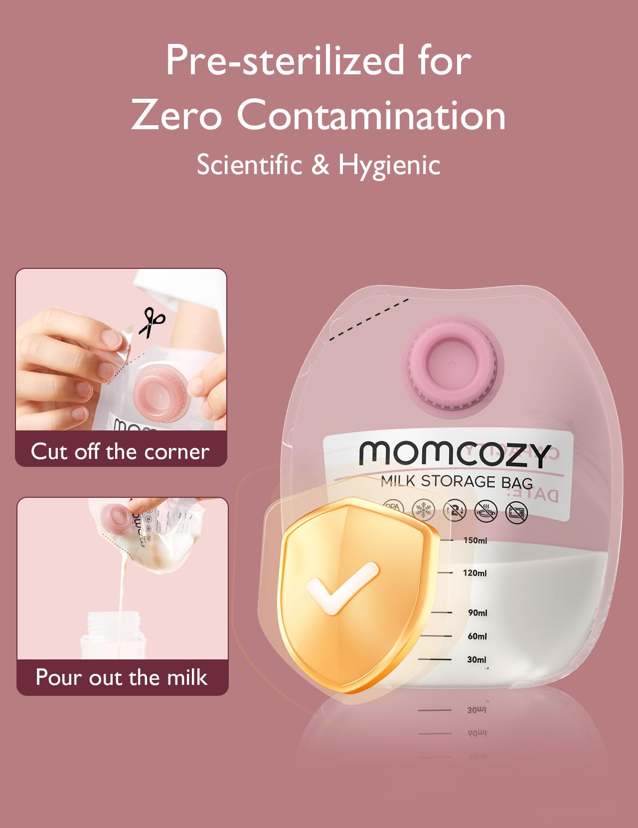 Foto 4 pulgar | Bolsas de Almacenamiento de Leche Materna Momcozy Atornillables 48 Unidades 150 ml sin BPA - Venta Internacional
