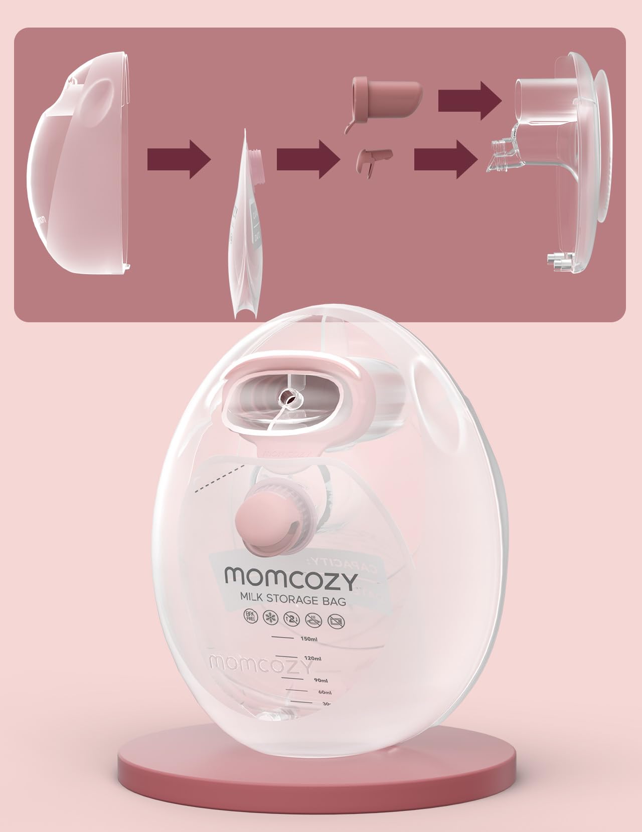 Foto 7 pulgar | Bolsas de Almacenamiento de Leche Materna Momcozy Atornillables 48 Unidades 150 ml sin BPA - Venta Internacional