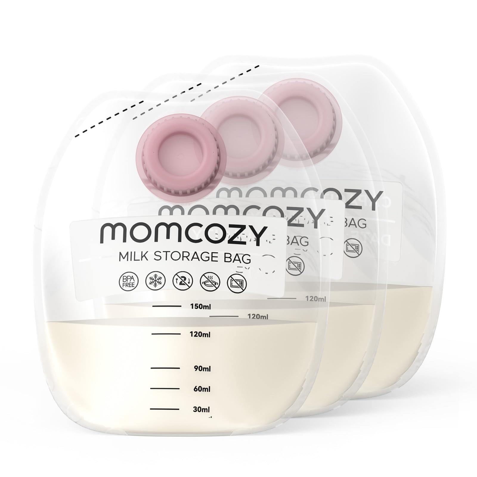 Foto 8 pulgar | Bolsas de Almacenamiento de Leche Materna Momcozy Atornillables 48 Unidades 150 ml sin BPA - Venta Internacional