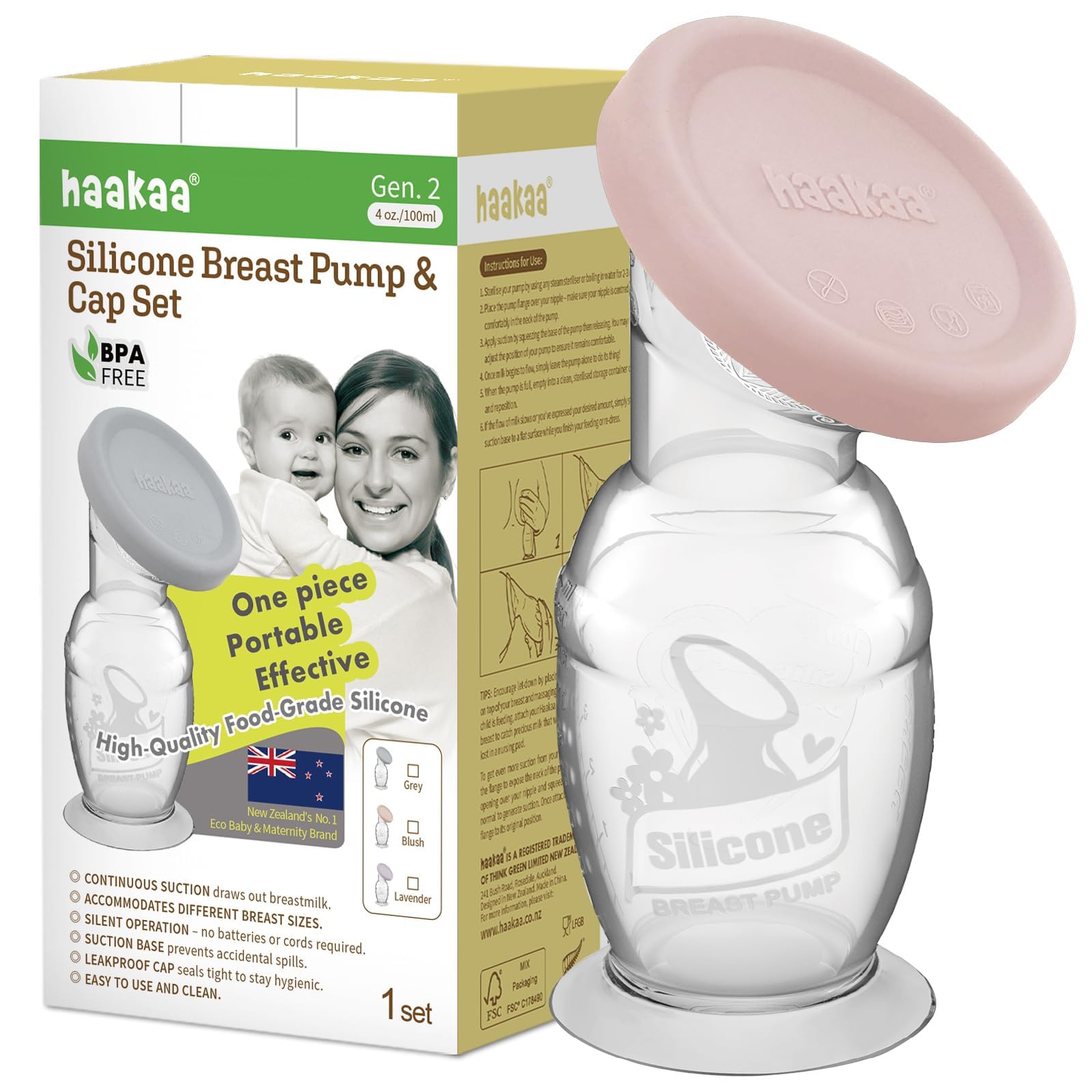 Foto 1 | Extractor De Leche Haakaa Manual Con Base De 100 Ml Y Colorete Para Párpados De Segunda Generación - Venta Internacio