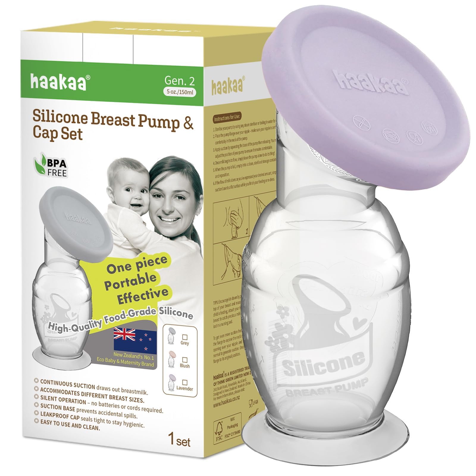 Foto 1 | Extractor De Leche De Silicona De 150 Ml Con Tapón De Silicona, Color Lavanda - Venta Internacional.