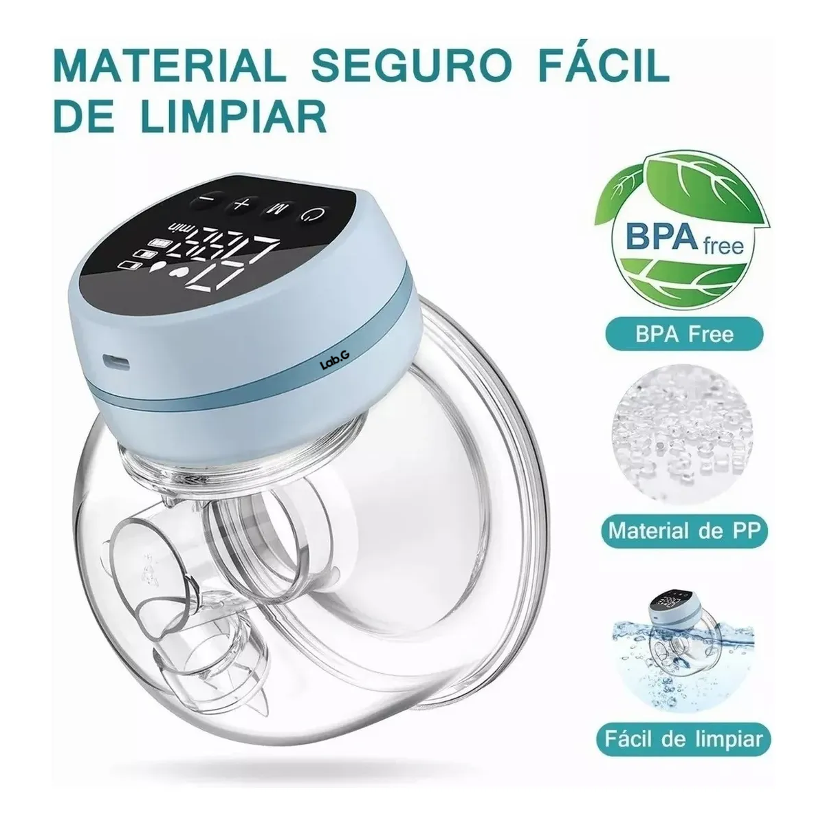 Foto 4 pulgar | Extractor De Leche Eléctrico Portátil Manos Libres Led  Lab.g Azul