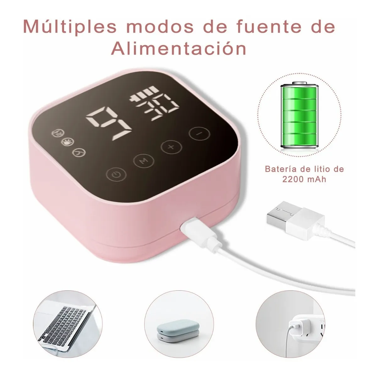 Foto 4 pulgar | Extractor De Leche Eléctrico Doble Lactancia Recargable Transparente Con Led, 2 Biberones Lab.g Rosa
