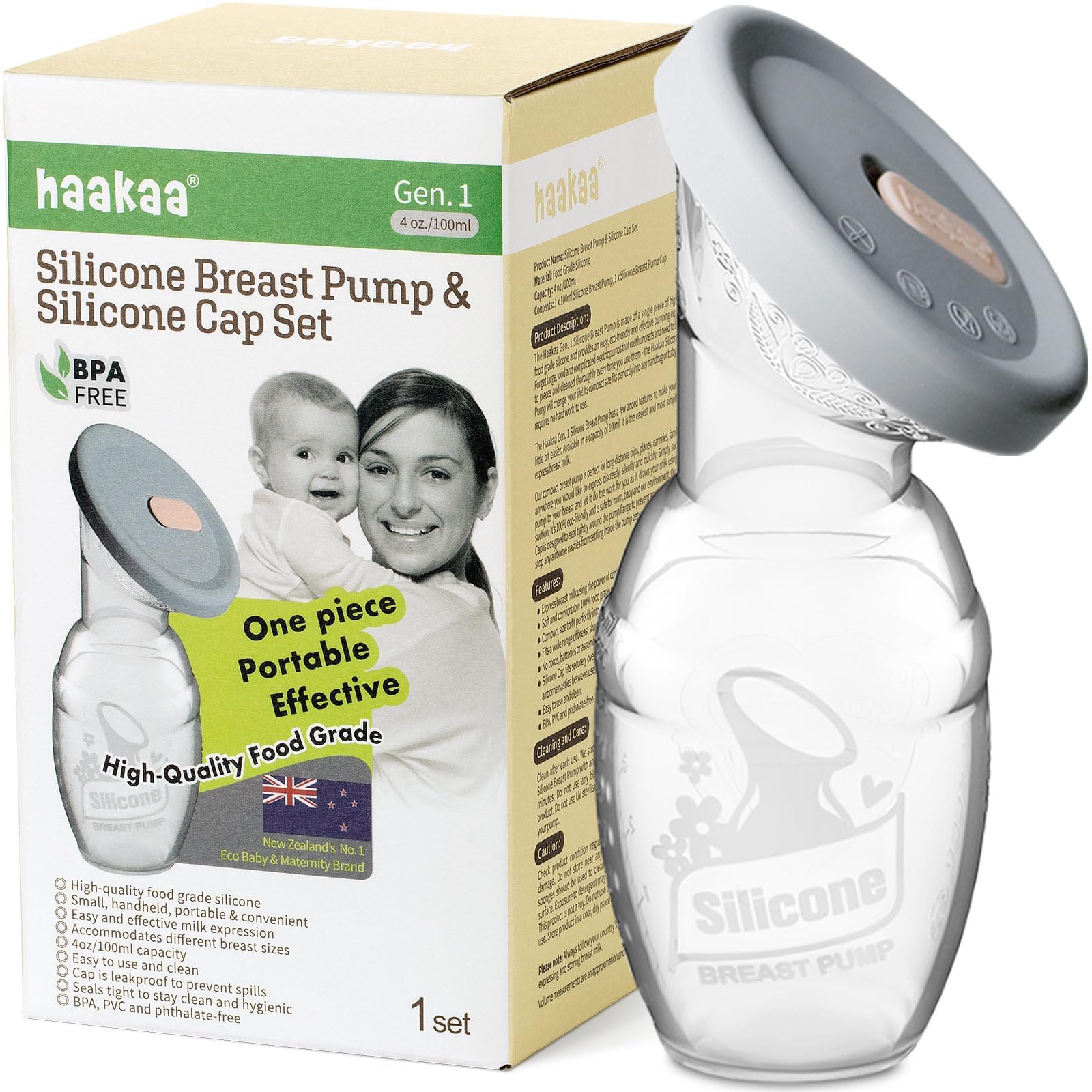 Extractor De Leche Manual Haakaa Haakaa De Silicona Con Tapa, 100 Ml, Color Gris - Venta Internacional.