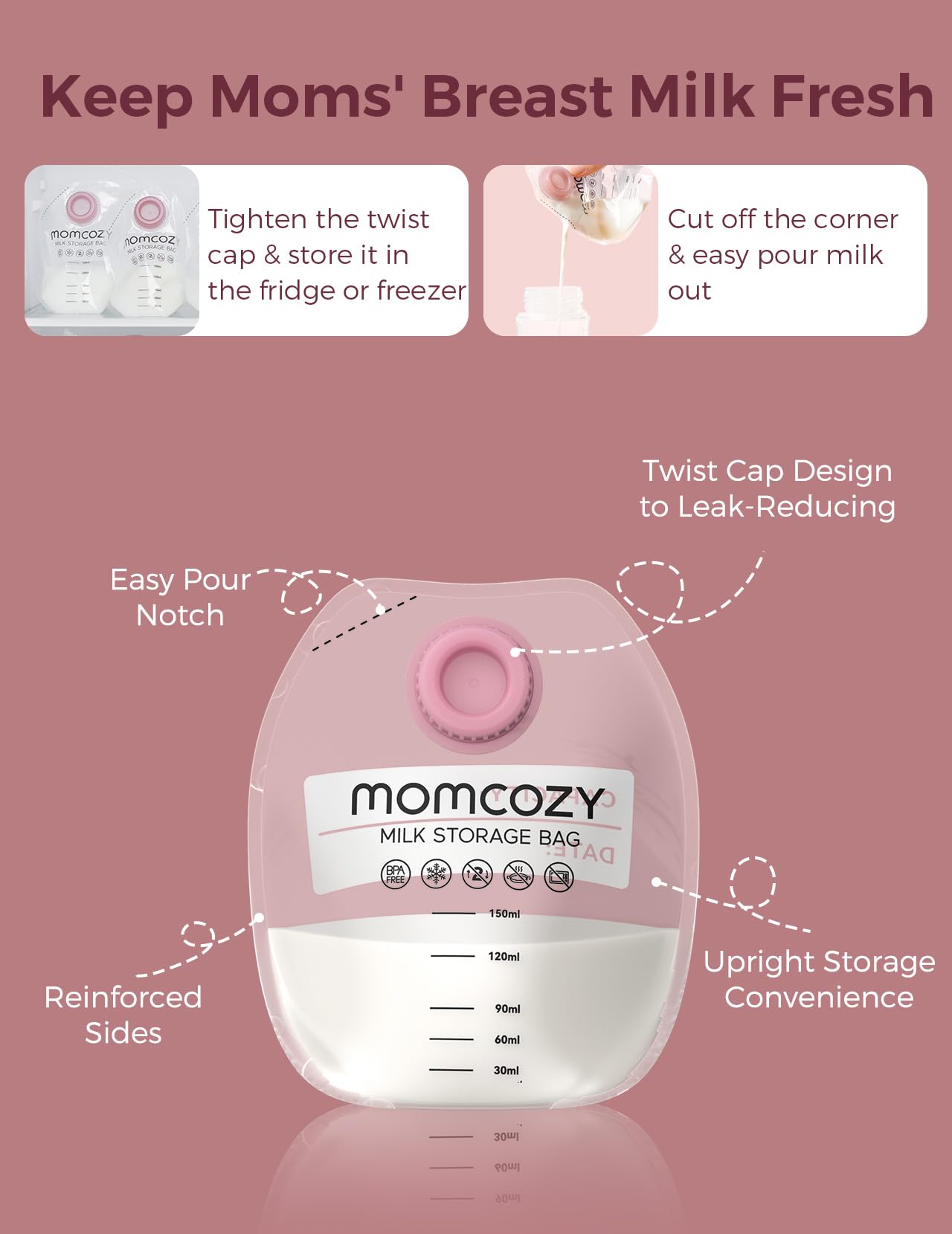 Foto 6 pulgar | Vasos Portátiles Para Recoger Leche Con Bolsas De Almacenamiento Momcozy, 150 Ml - Venta Internacional.