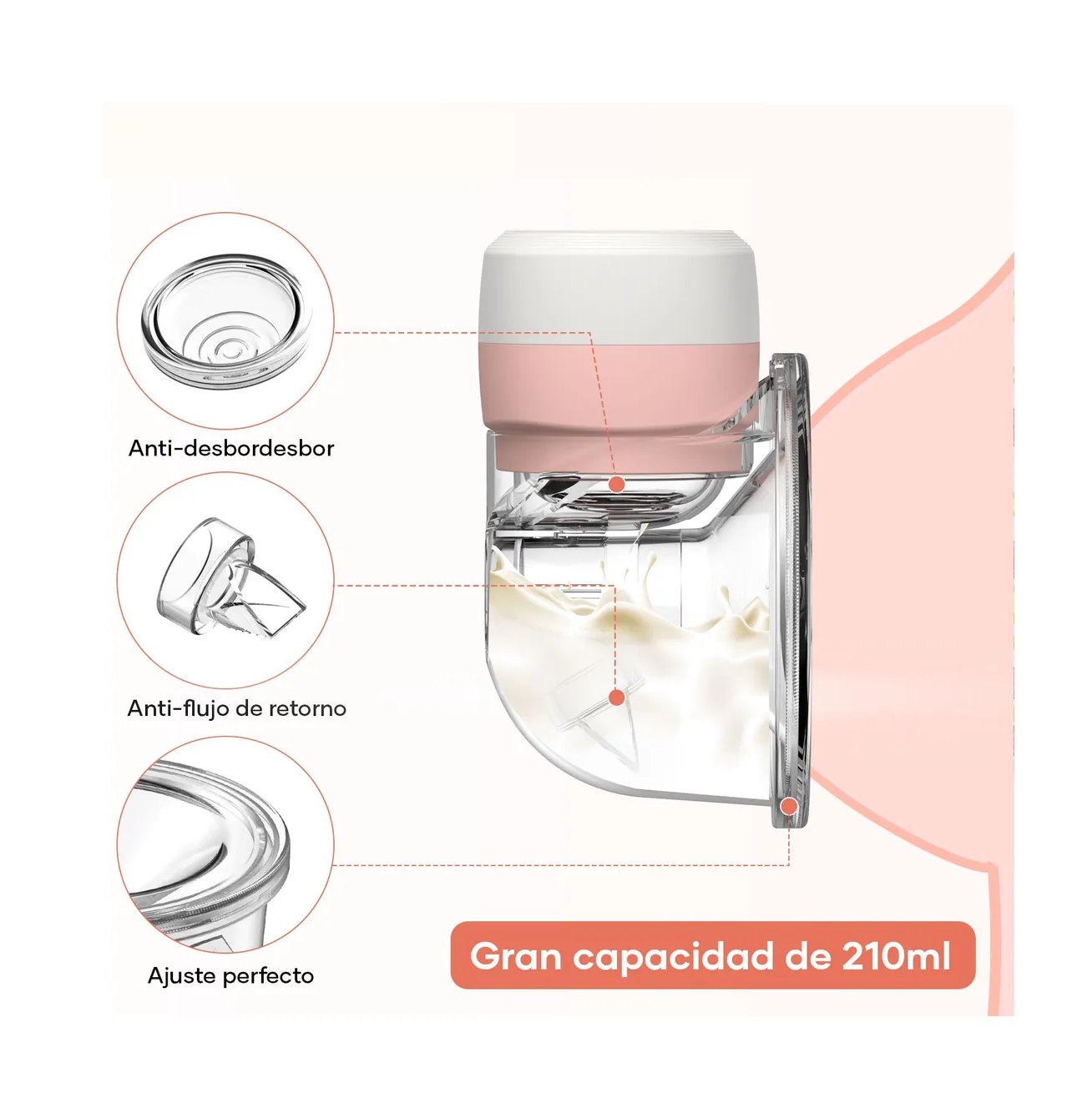 Foto 3 | Extractor De Leche Eléctrico Portátil Manos Libres 3 Modos Rosa Con Blanco