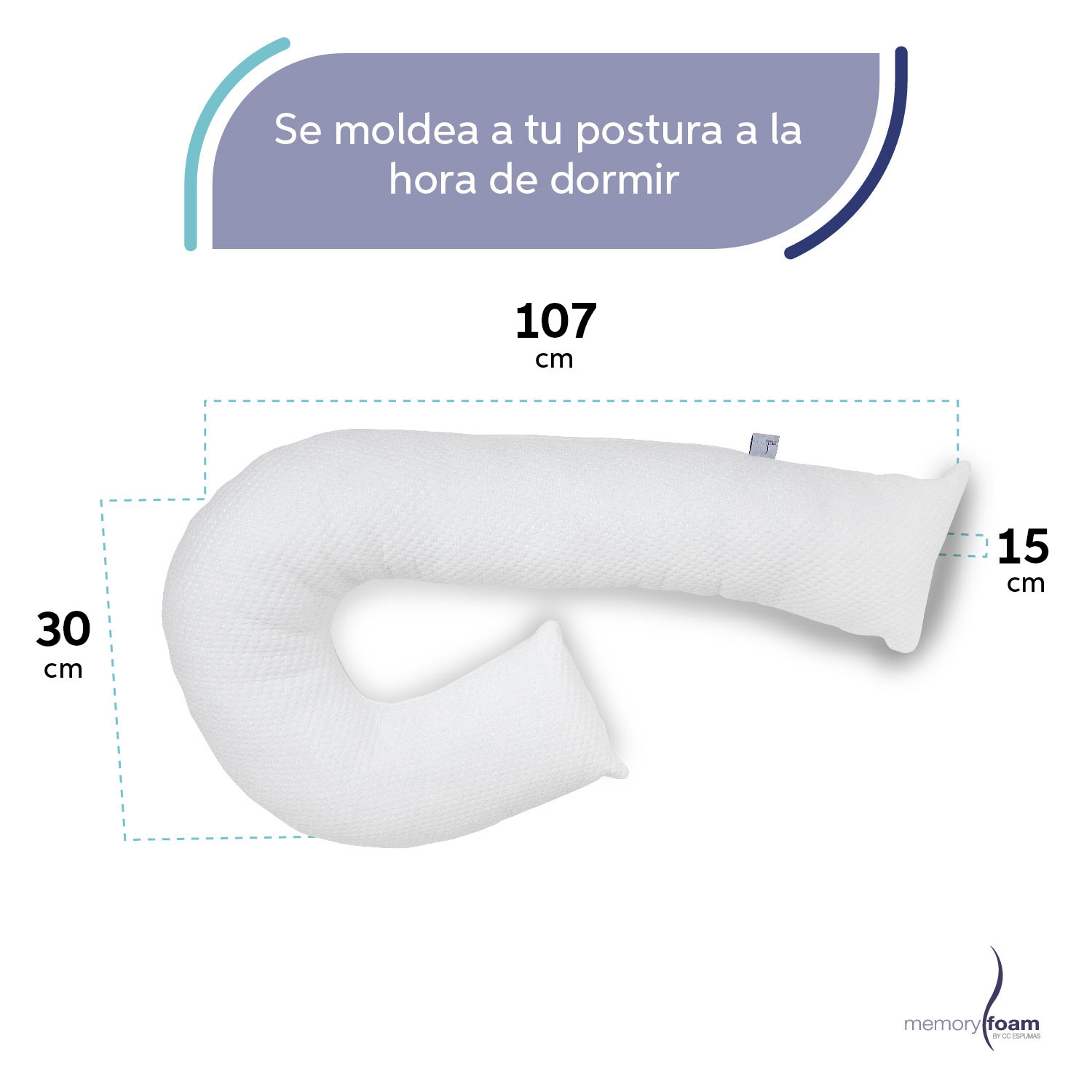 Foto 6 pulgar | Almohada Bastón Memory Foam Almohada Para Embarazadas Se Moldea A Tu Postura Al Dormir Libera Presión En Cadera Y Ro