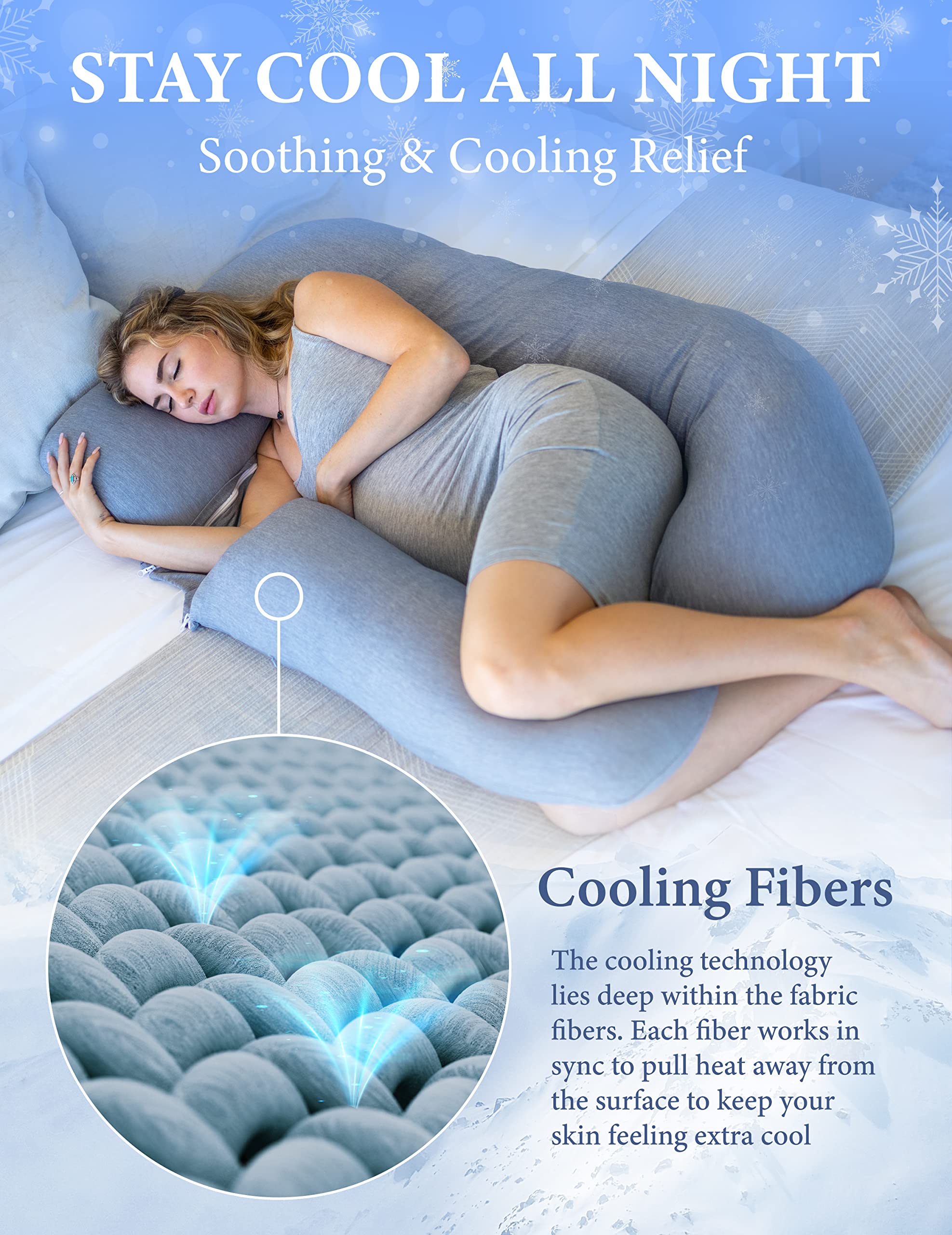Foto 2 | Almohada De Embarazo Pharmedoc En Forma De U Para Todo El Cuerpo Con Funda De Refrigeración - Venta Internacional.