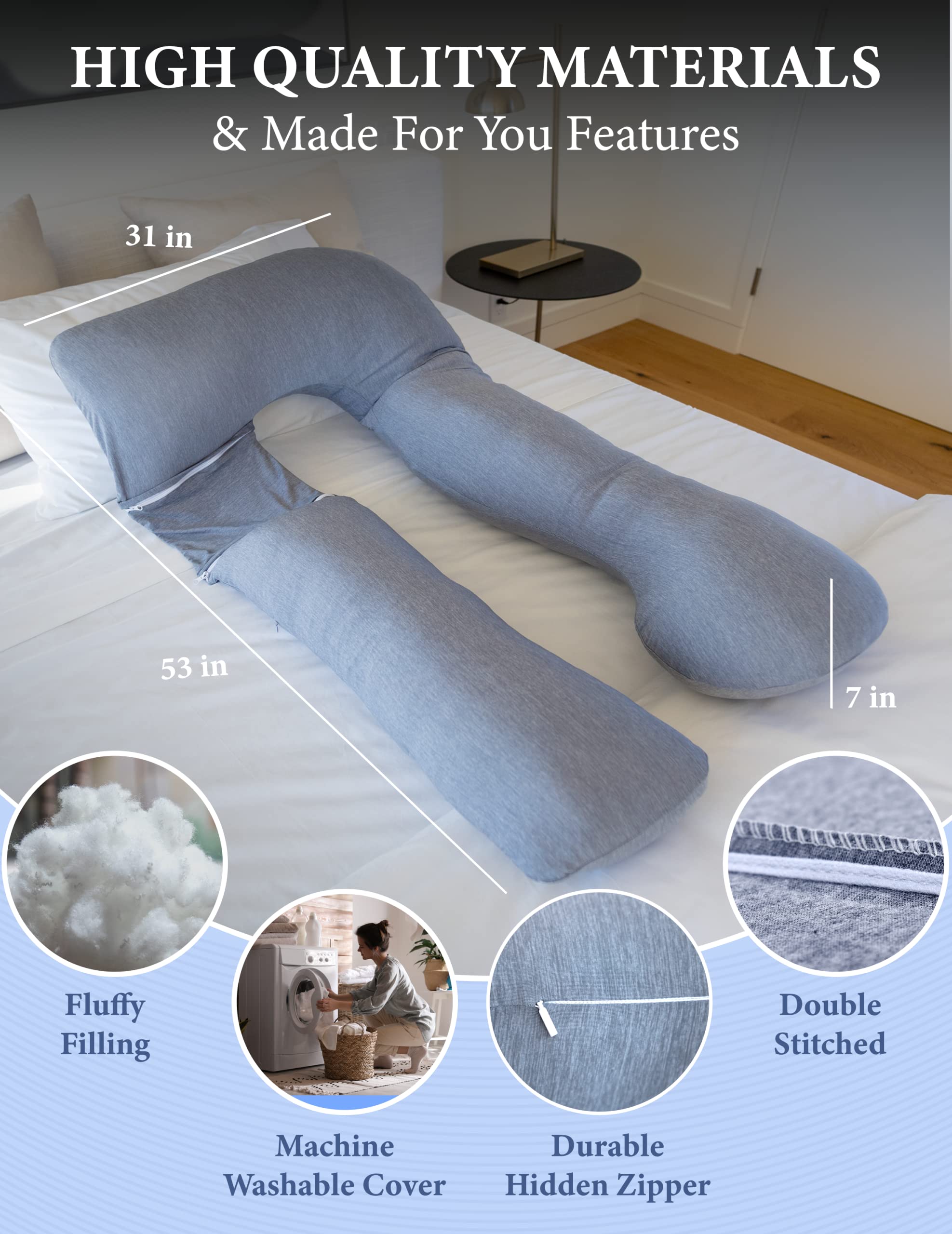 Foto 7 pulgar | Almohada De Embarazo Pharmedoc En Forma De U Para Todo El Cuerpo Con Funda De Refrigeración - Venta Internacional.