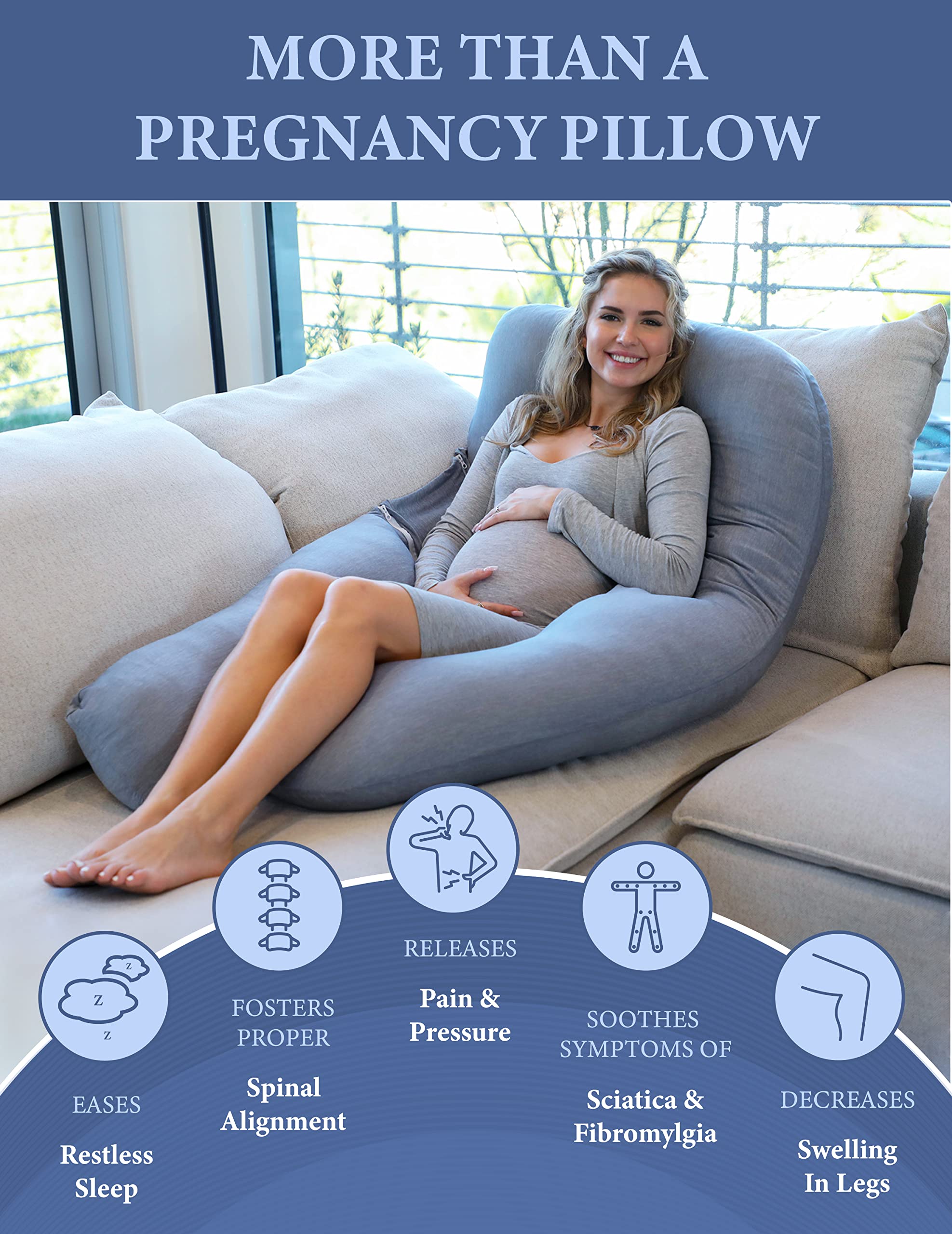 Foto 8 pulgar | Almohada De Embarazo Pharmedoc En Forma De U Para Todo El Cuerpo Con Funda De Refrigeración - Venta Internacional.