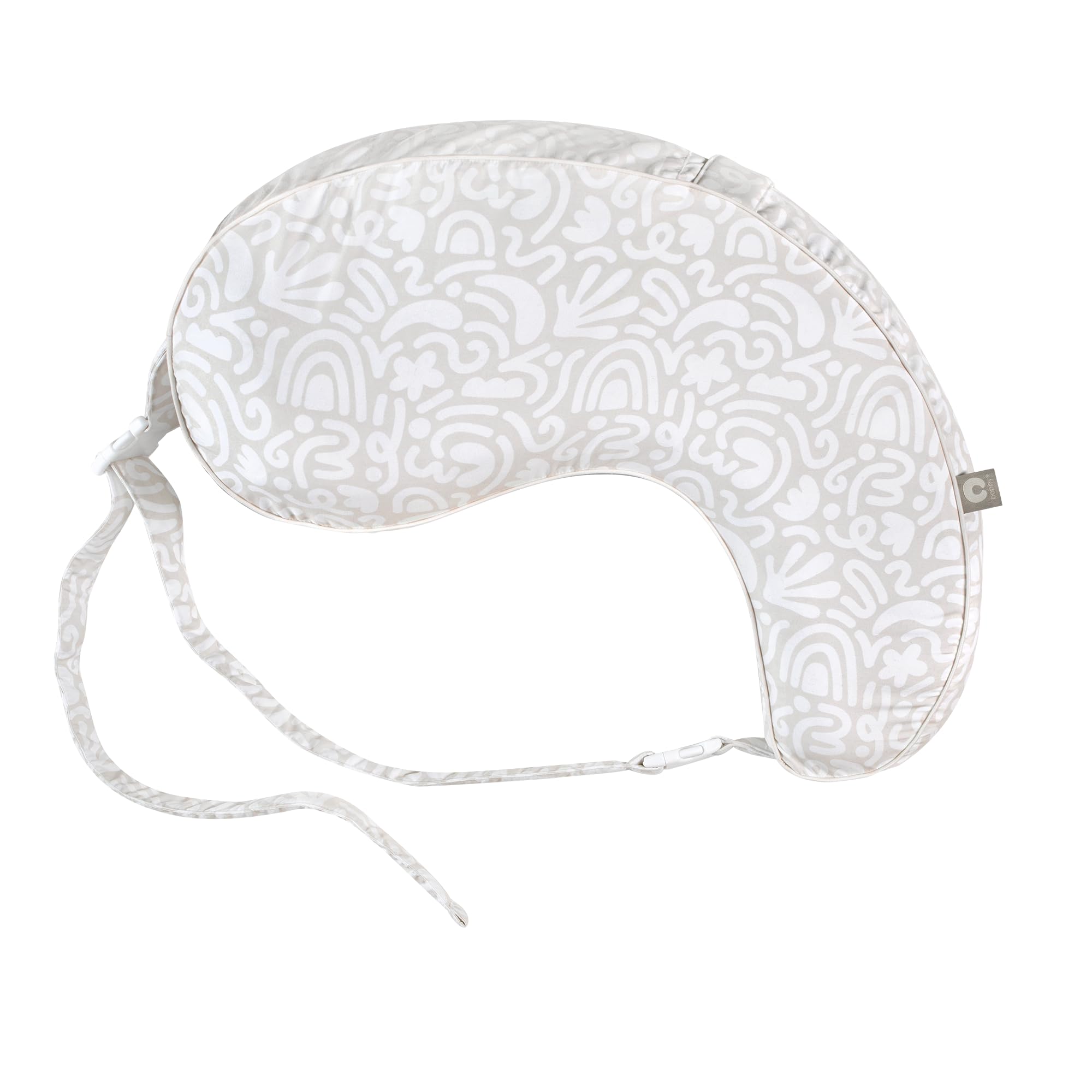 Almohada De Lactancia Boppy Uplift Cream Retro Squiggles Con Cinturón - Venta Internacional.