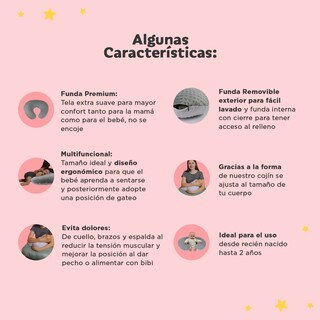 Foto 3 | Almohada Embarazo Belug Y Lactancia Bebe Cojín Maternidad Amamanta Gris Stars
