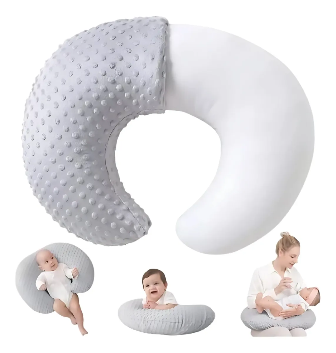 Foto 6 pulgar | Almohada Embarazo Belug Y Lactancia Bebe Cojín Maternidad Amamanta Gris Stars