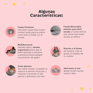 Foto 3 | Almohada Embarazo Lab.g Y Lactancia Bebe Cojín Maternidad Amamanta Gris Stars