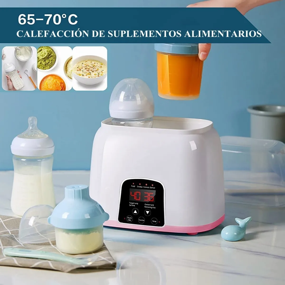 Foto 4 pulgar | Esterilizador de Biberones Calentador con Control Remoto color Blanco con Beige