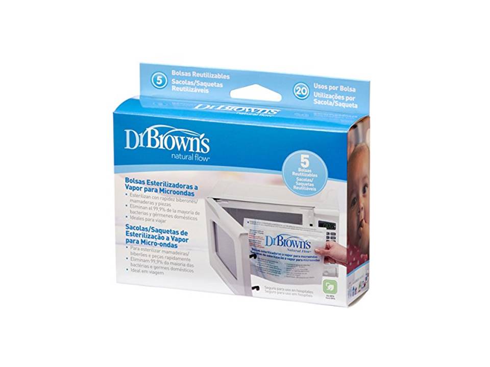 Bolsas Dr. Brown's 9604 color Blanco para Esterilizar Biberones en Microondas 5 PZAS