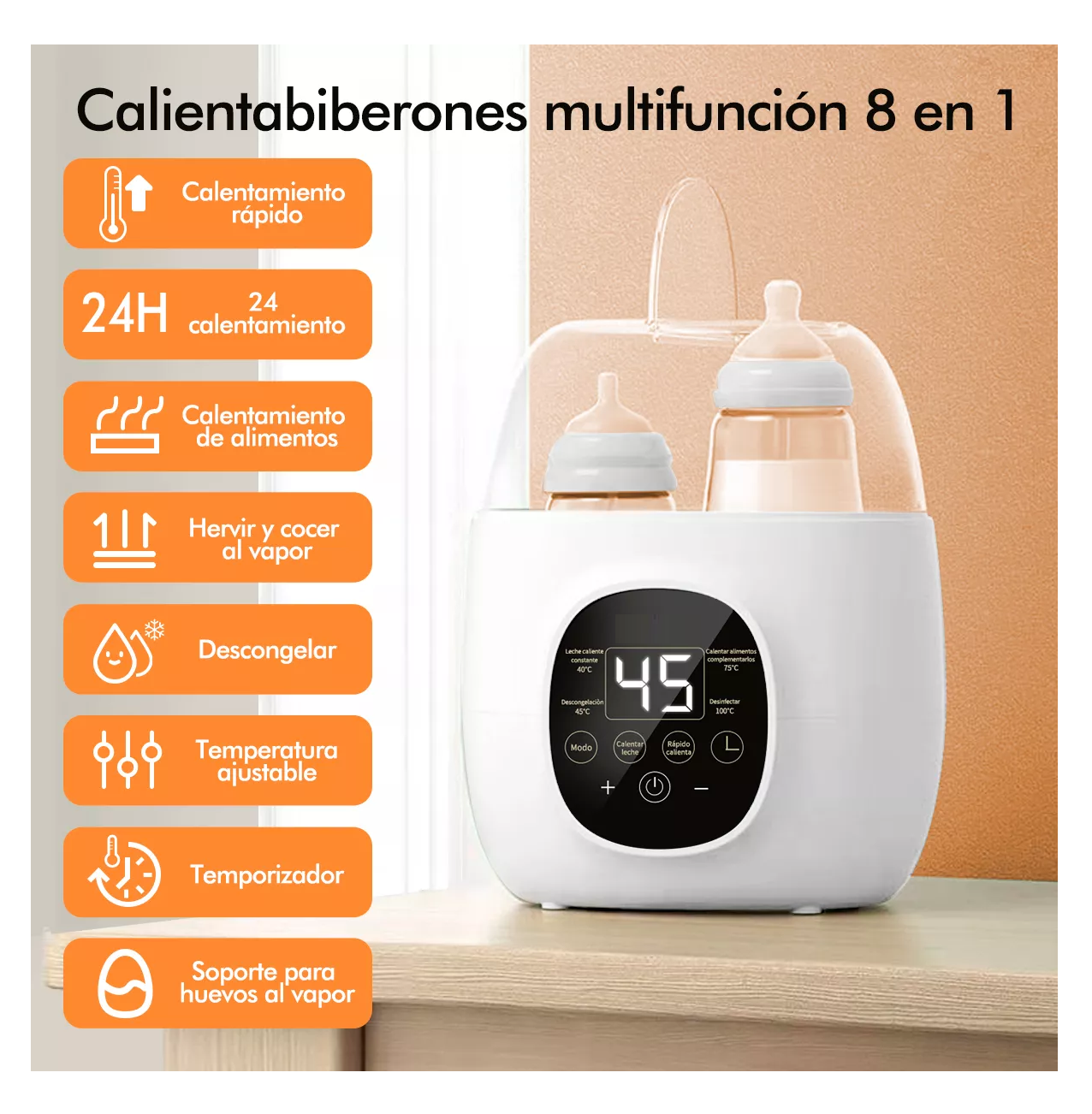 Foto 4 pulgar | Calentador Esterilizador Biberones Belug Control Táctil para 8 En 1 Blanco