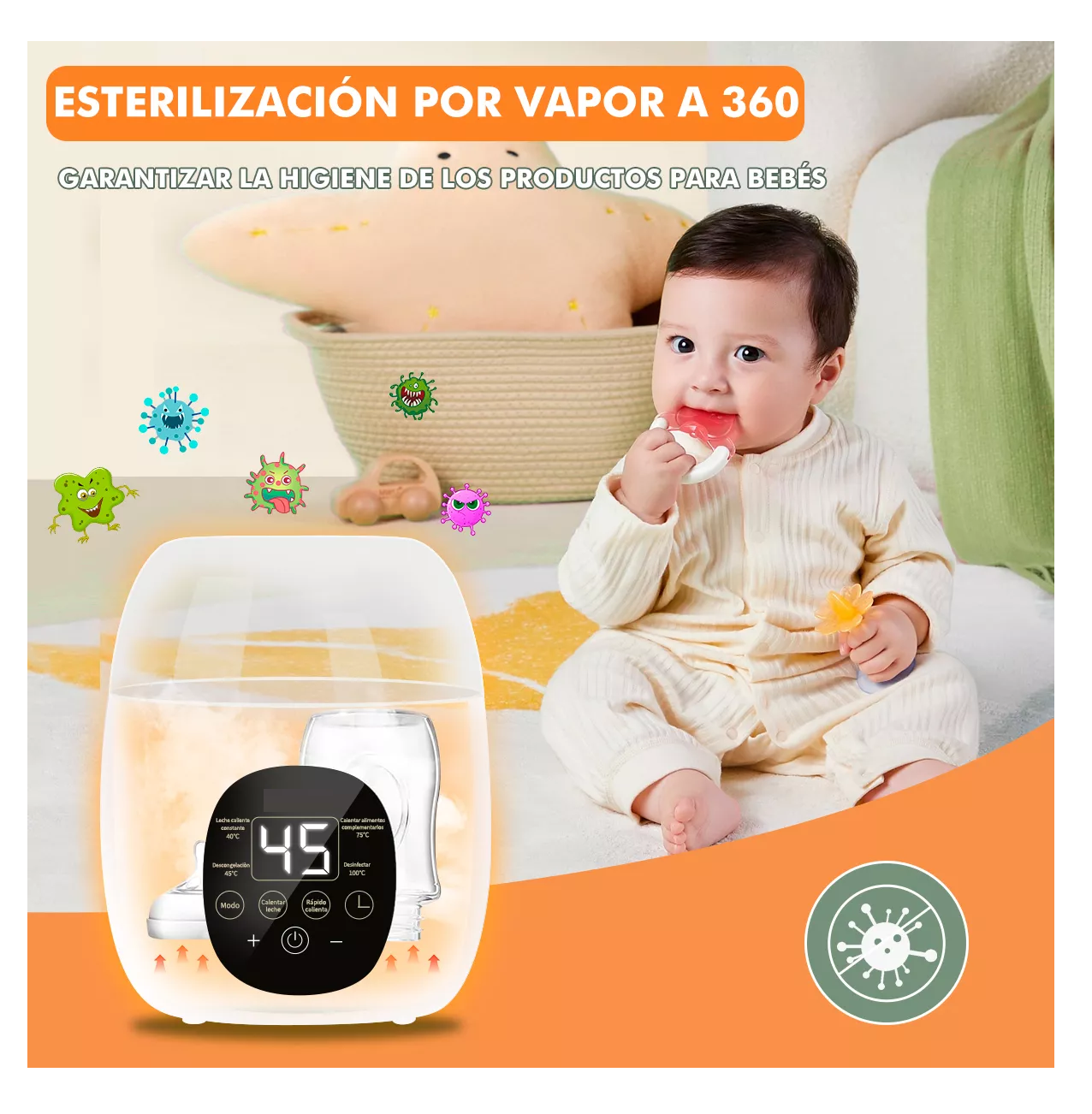 Foto 5 pulgar | Calentador Esterilizador Biberones Belug Control Táctil para 8 En 1 Blanco