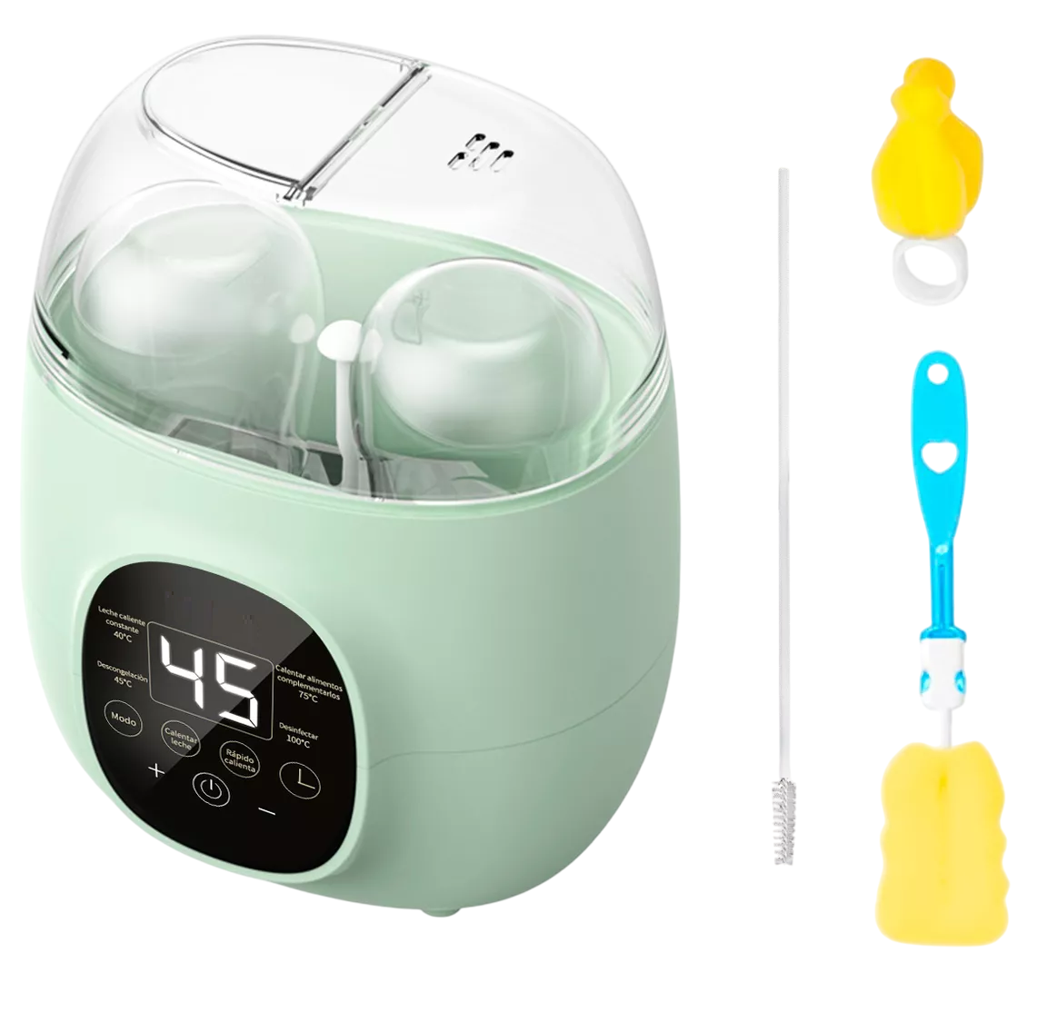 Calentador Esterilizador Biberones Control Táctil para Bebé Verde