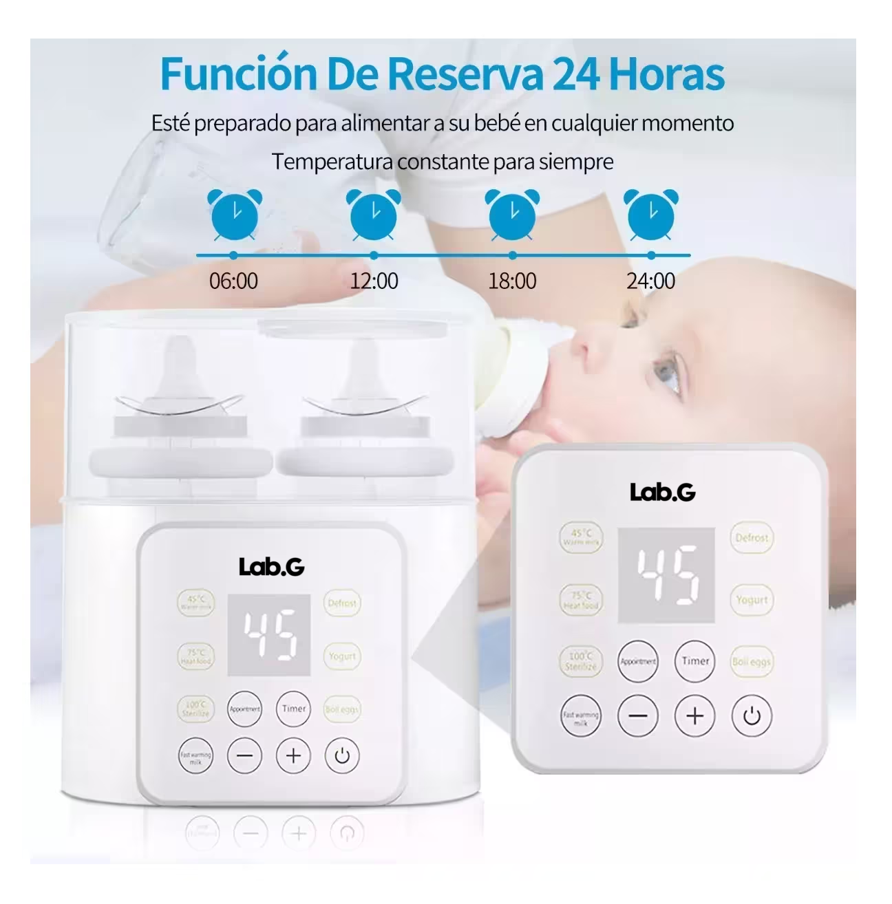 Foto 5 | Calentador de Biberones Lab.G Doble Esterilizador para Biberón 9 en 1 Blanco