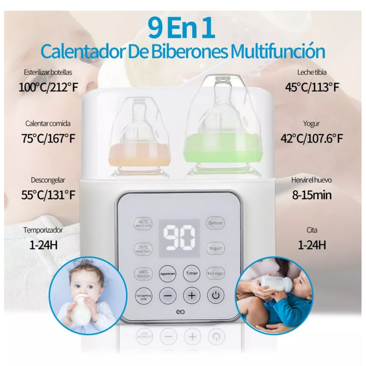 Foto 3 pulgar | Calentador de Biberones Doble Esterilizador Eo Safe Imports Esi-10795-1 Blanco