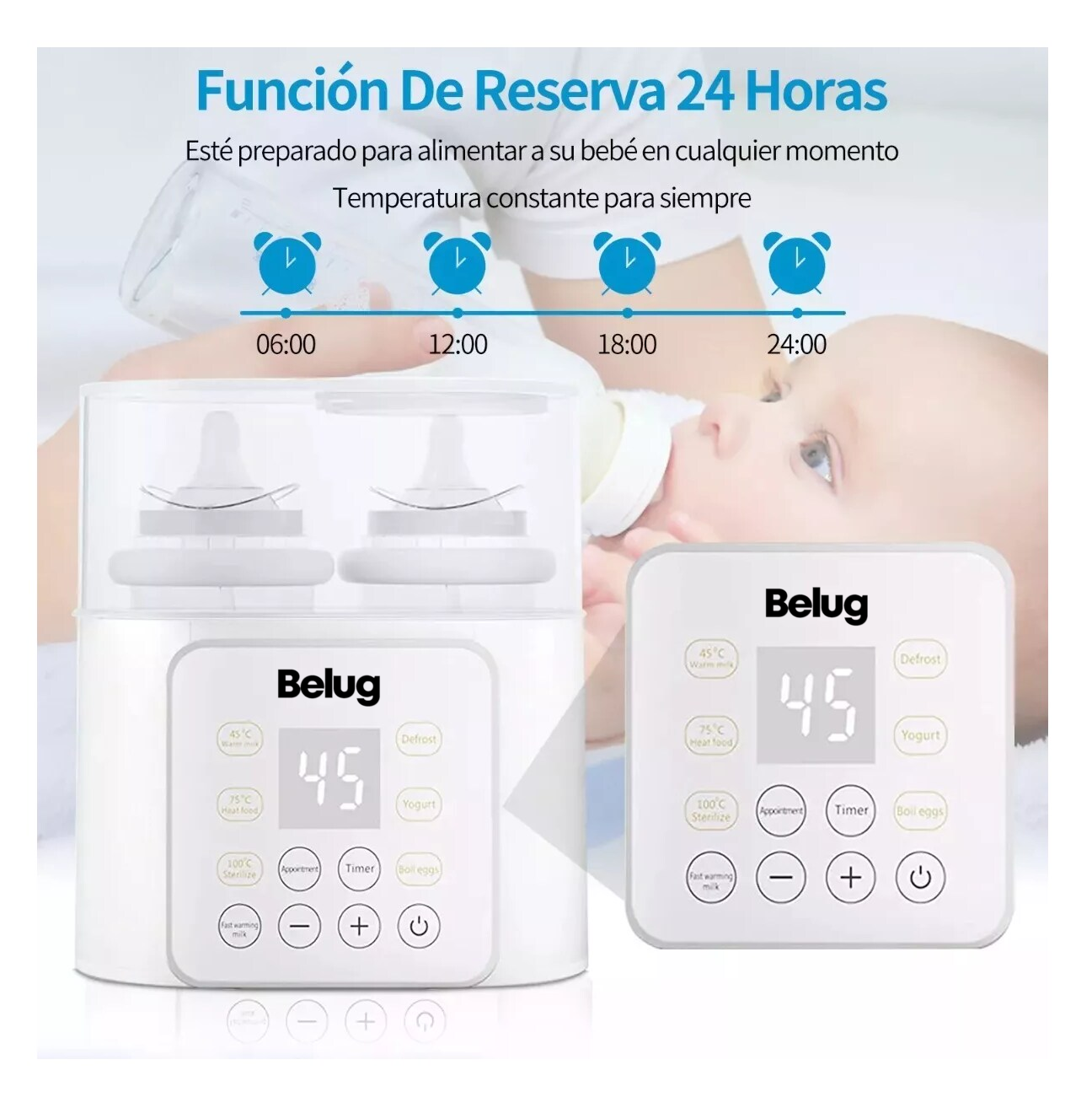 Foto 4 pulgar | Calentador De Biberones Doble Esterilizador Para Bebé 9 En 1, Belug Blanco