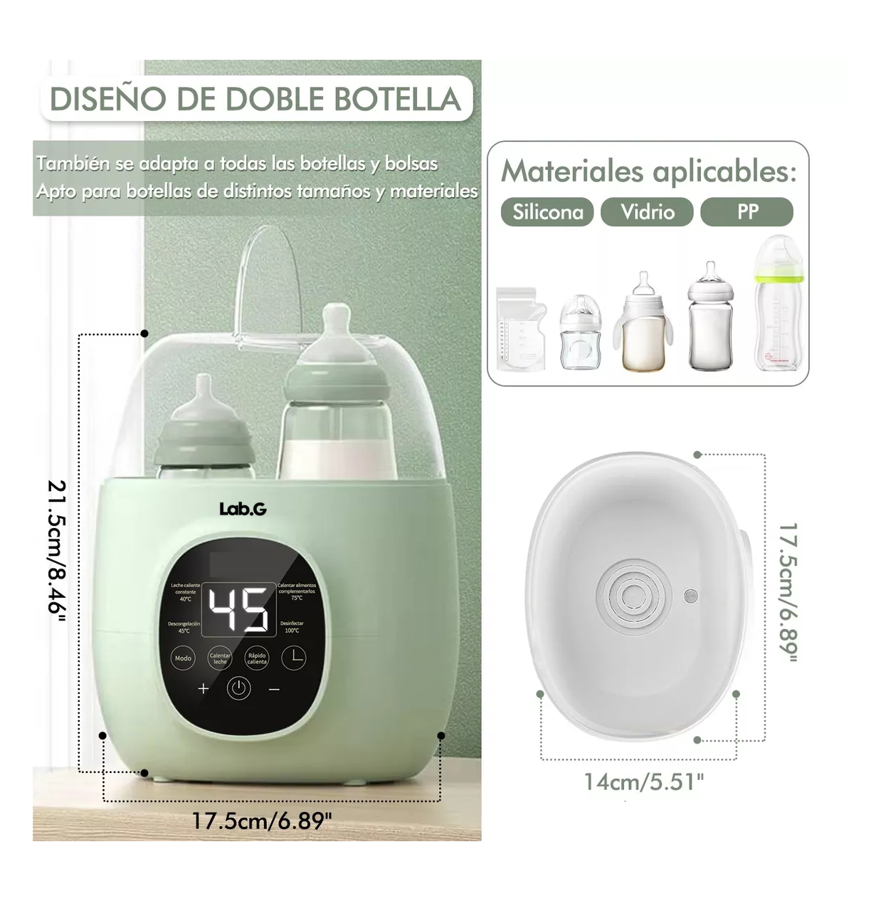 Foto 4 pulgar | Esterilizador Biberones Control Táctil Verde Claro