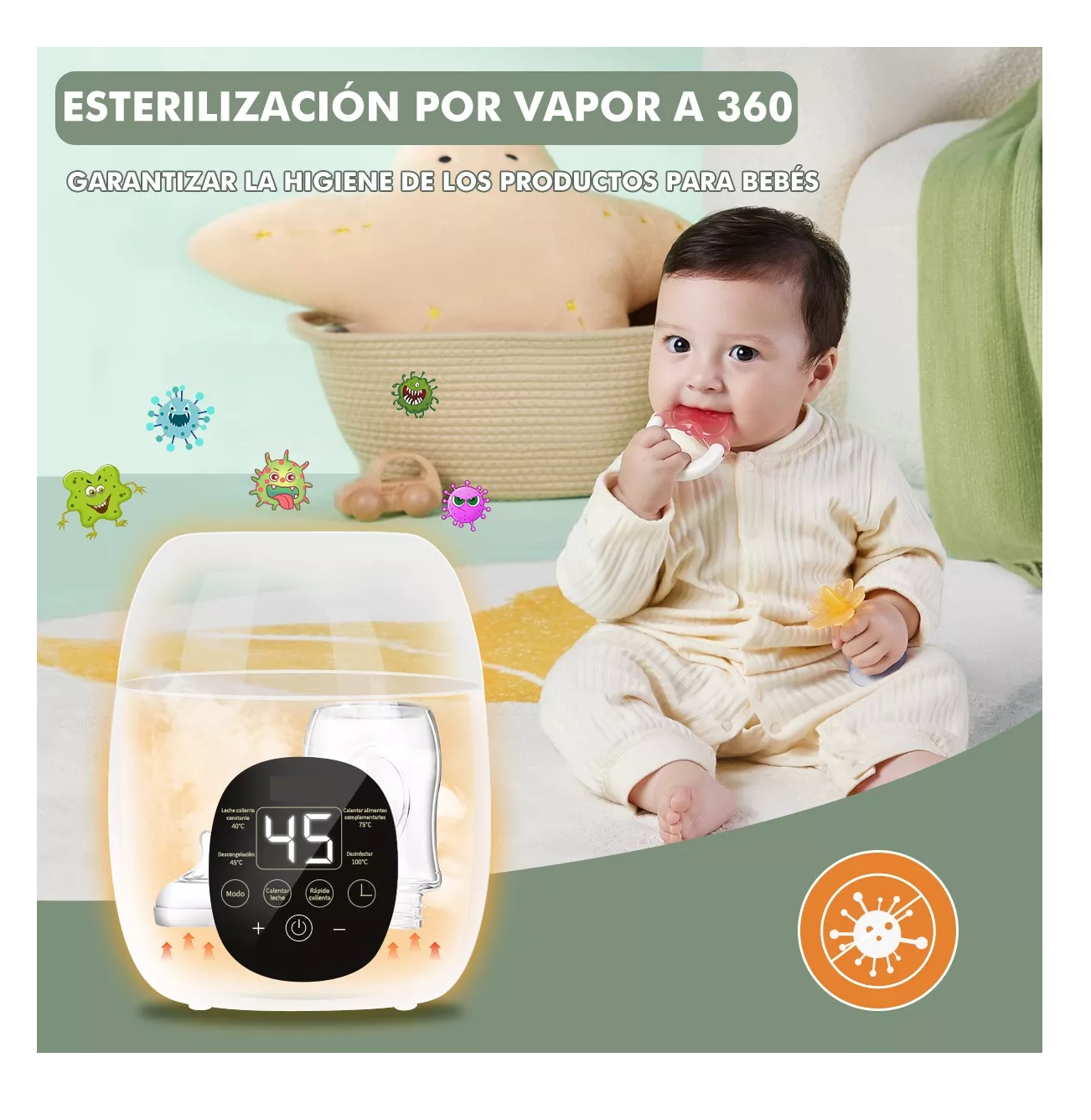 Foto 5 | Esterilizador Biberones Control Táctil Verde Claro