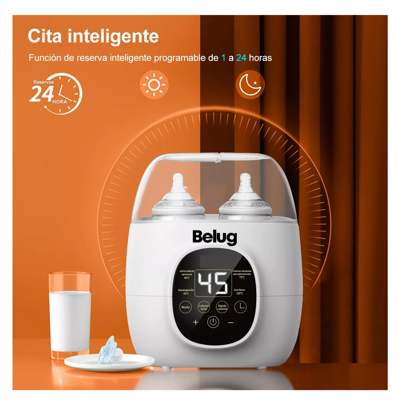 Foto 6 pulgar | Calentador Esterilizador Biberones Control Táctil Para 8 En 1, Belug  Blanco