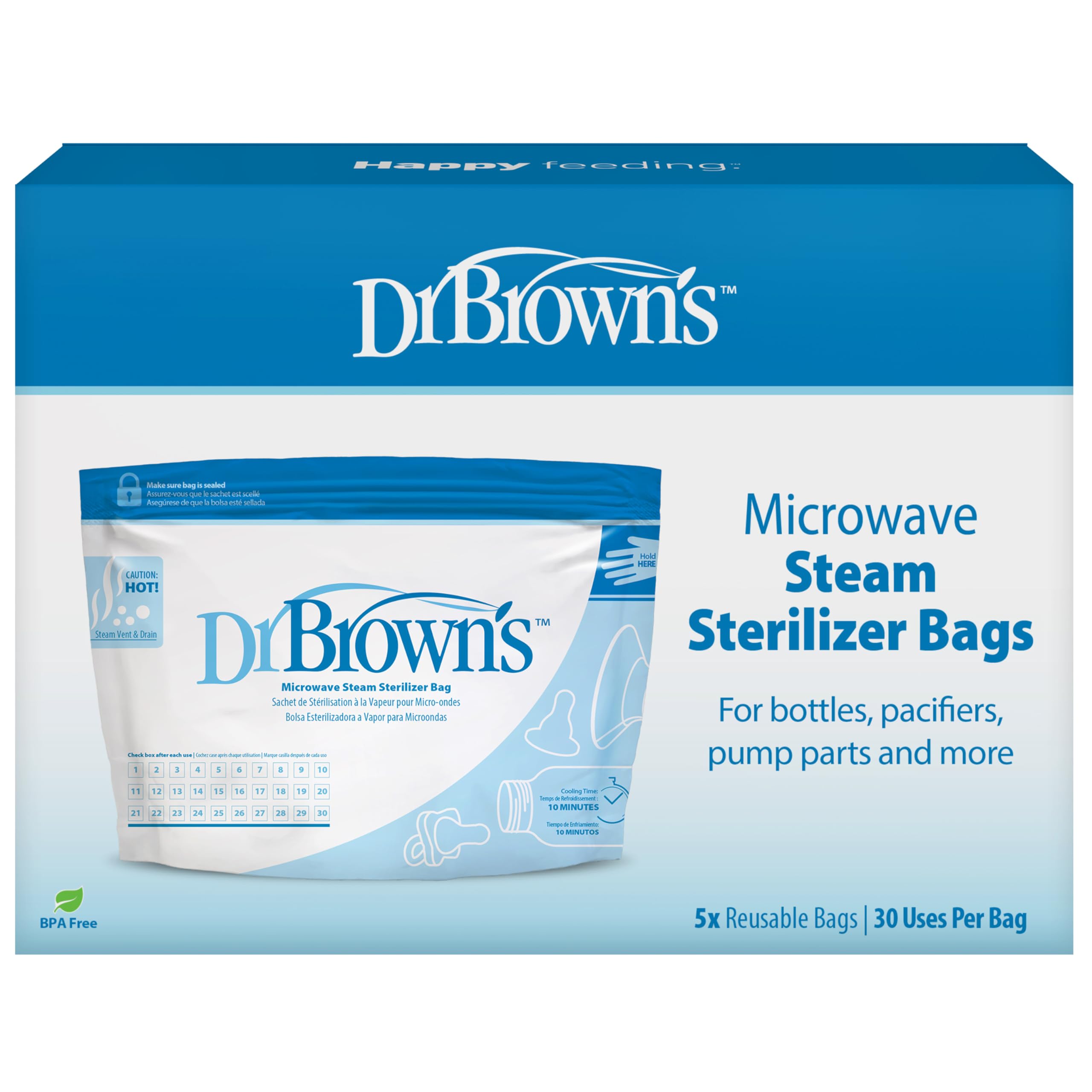 Bolsas Esterilizadoras A Vapor Para Microondas Dr. Brown's, Paquete De 5 - Venta Internacional.