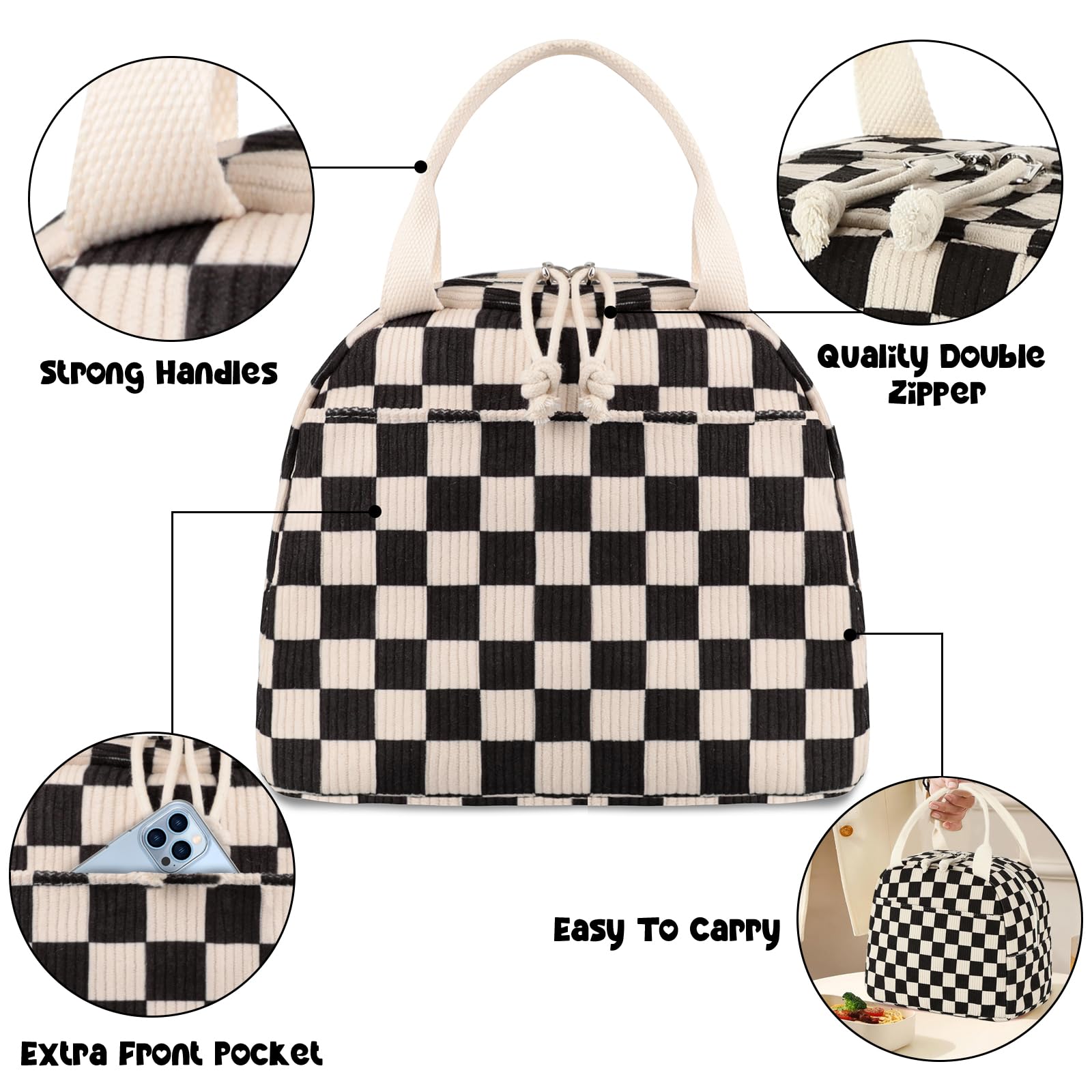 Foto 2 | Bolsa De Almuerzo Bluboon, Aislante De Pana, Reutilizable, De Gran Capacidad - Venta Internacional.