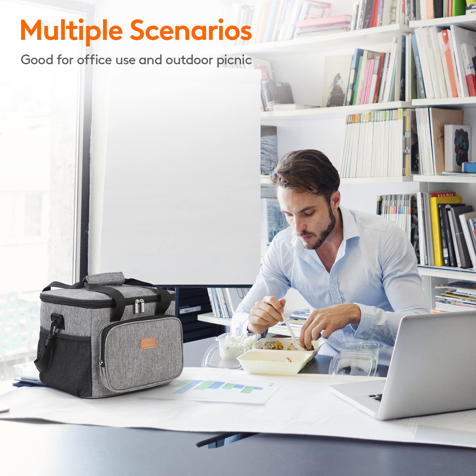 Foto 6 | Bolsa Térmica Lifewit, Plegable, Aislante, 24 L (40 Latas), Color Gris - Venta Internacional.