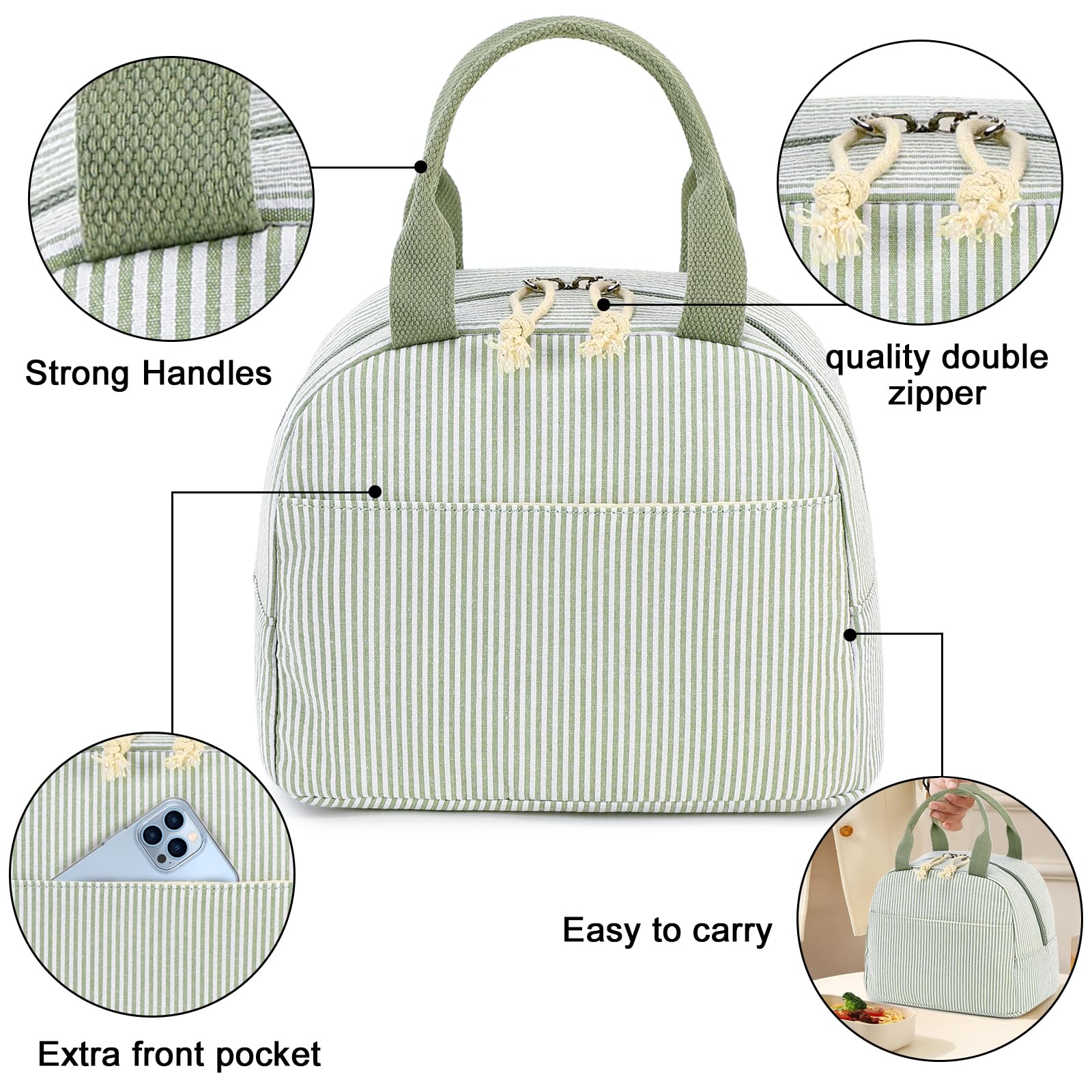 Foto 3 | Bolsa De Almuerzo Bluboon, Aislante De Pana, Reutilizable, De Gran Capacidad - Venta Internacional.
