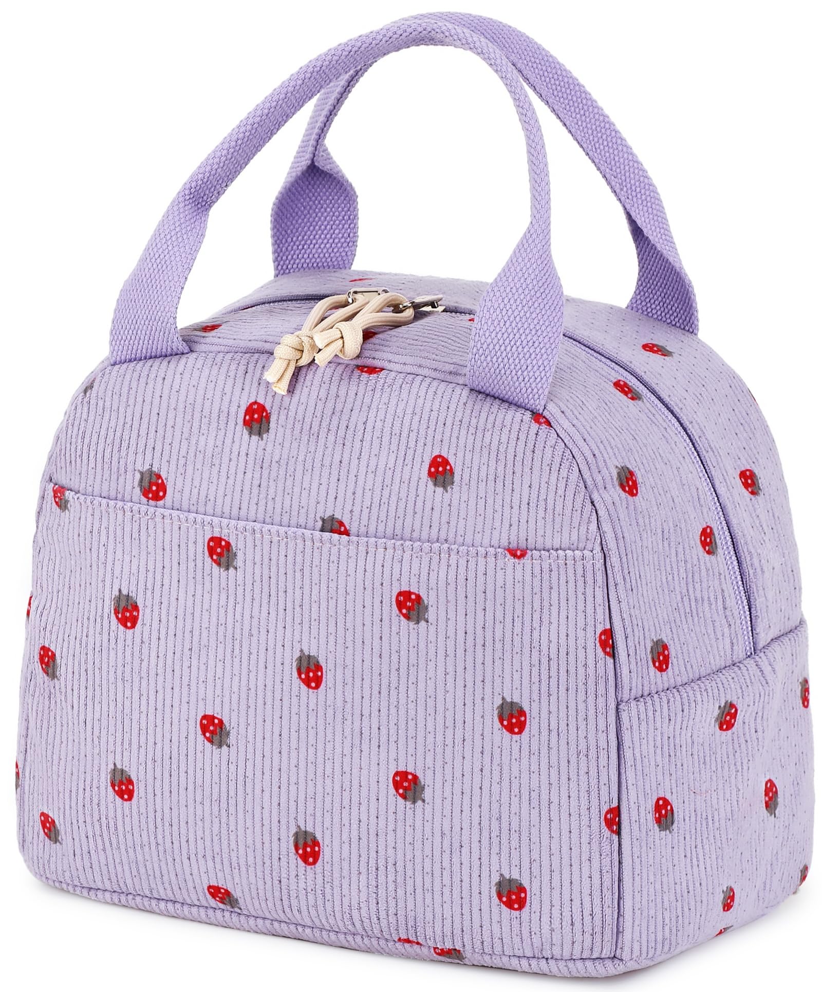 Bolsa De Almuerzo Bluboon Corduroy, Aislante, Reutilizable, Color Morado - Venta Internacional.