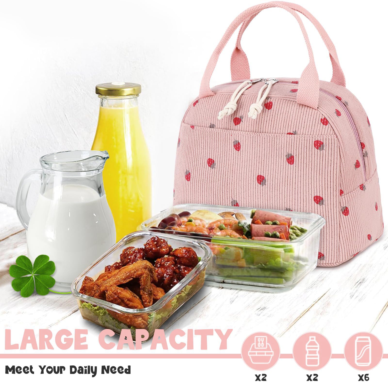 Foto 4 | Bolsa De Almuerzo Bluboon Corduroy, Aislante, Reutilizable, Rosa - Venta Internacional.