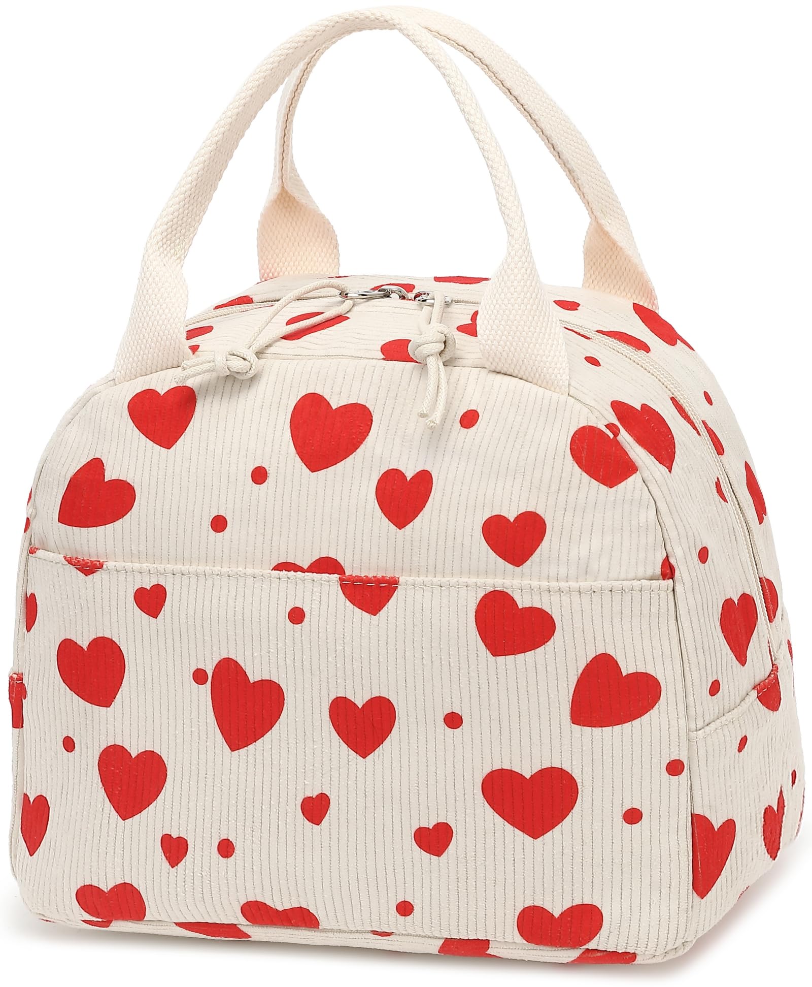 Bolsa De Almuerzo Bluboon Corduroy Red Love Con Aislamiento De Gran Capacidad - Venta Internacional.