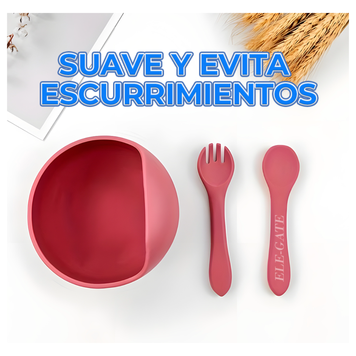 Foto 7 pulgar | Plato Y Cubiertos Para Bebé Hecho De Plástico Libre De Bpa