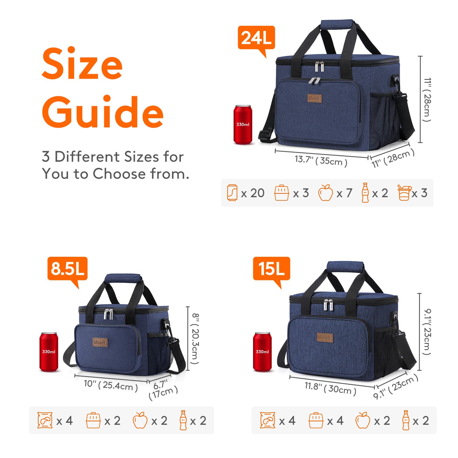 Foto 4 pulgar | Bolsa Térmica Lifewit, Plegable, Aislante, 24 L (40 Latas), Color Azul Oscuro - Venta Internacional.