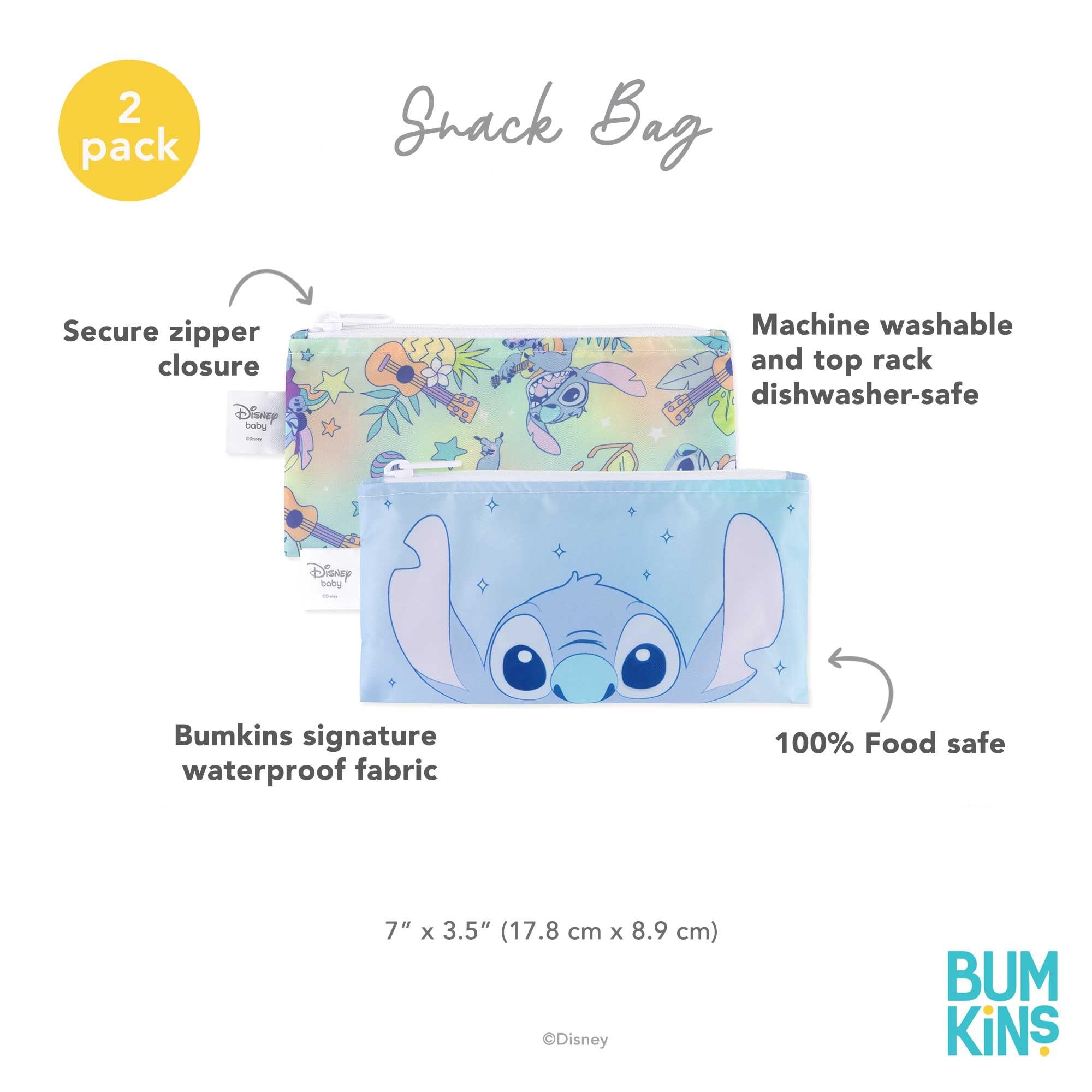 Foto 6 pulgar | Bolsas Reutilizables Para Aperitivos Bumkins Disney Stitch, Paquete De 2 - Venta Internacional.