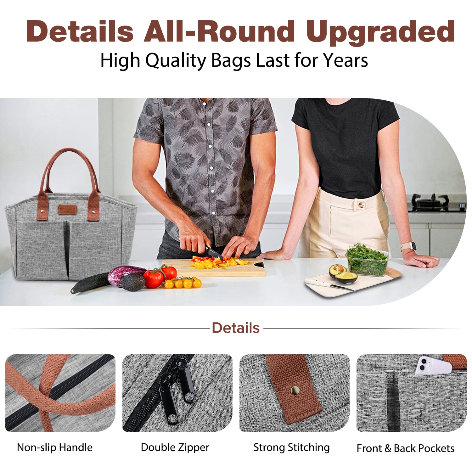 Foto 3 pulgar | Bolsa de Almuerzo Easyfun con Aislamiento Térmico Gris Unisex - Venta Internacional