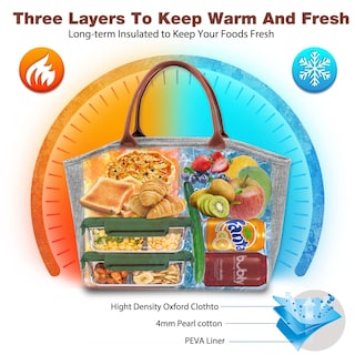 Foto 4 | Bolsa de Almuerzo Easyfun con Aislamiento Térmico Gris Unisex - Venta Internacional