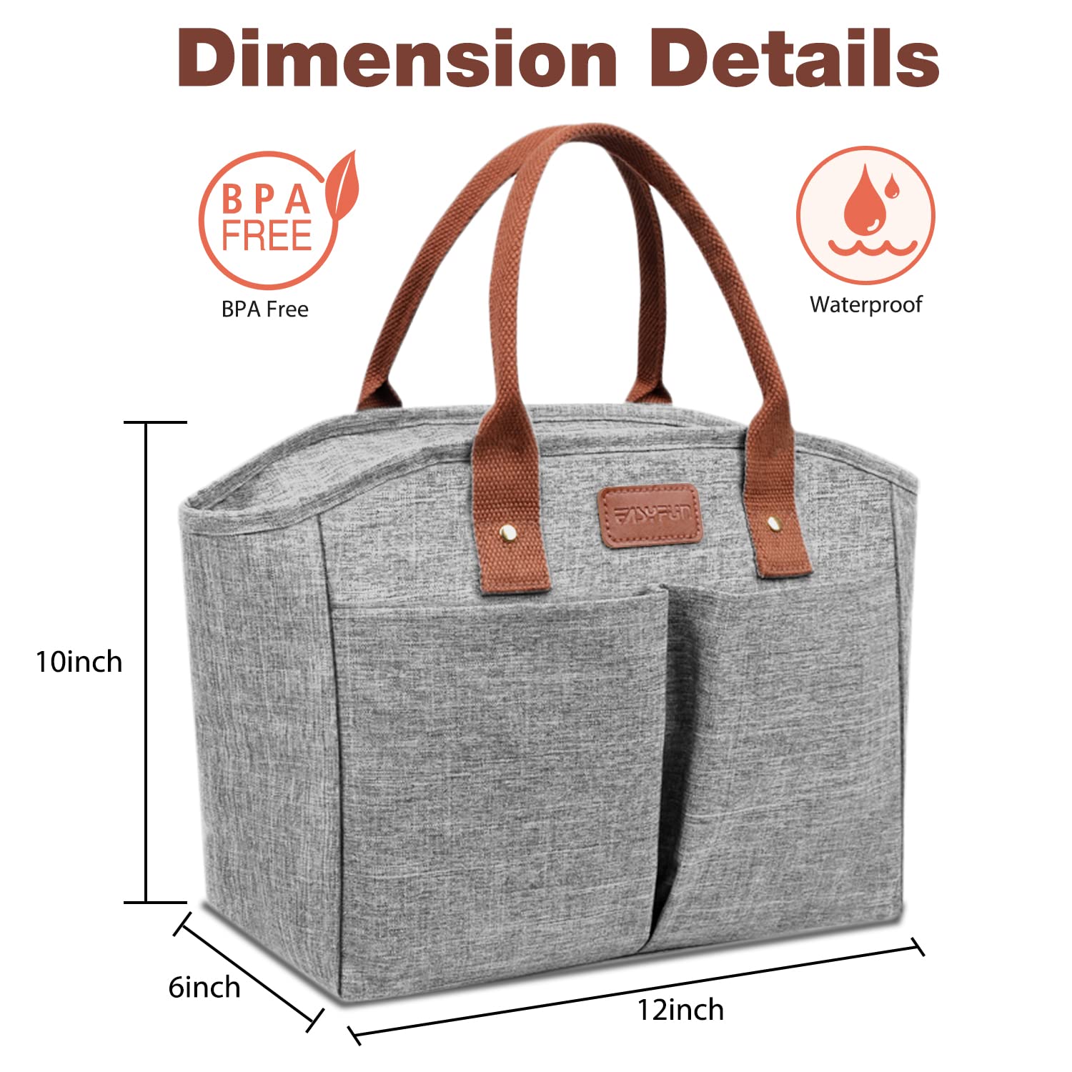 Foto 6 pulgar | Bolsa de Almuerzo Easyfun con Aislamiento Térmico Gris Unisex - Venta Internacional