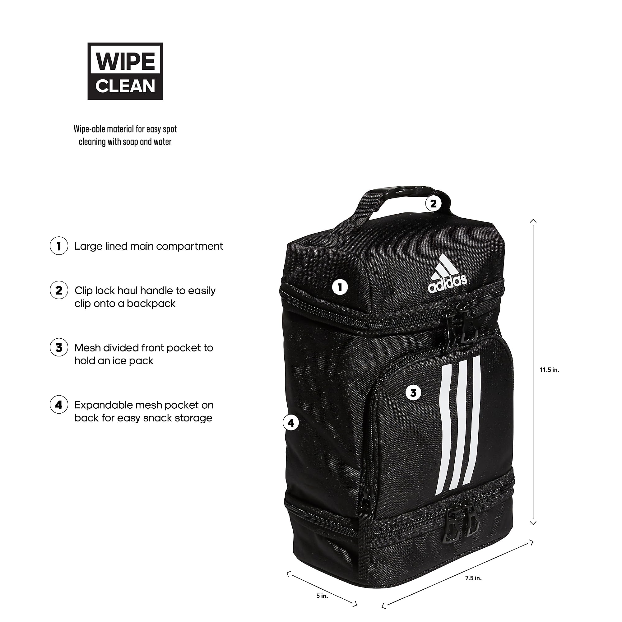 Foto 2 | Bolsa De Almuerzo Adidas Excel Con Aislamiento Negro Y Blanco - Venta Internacional.
