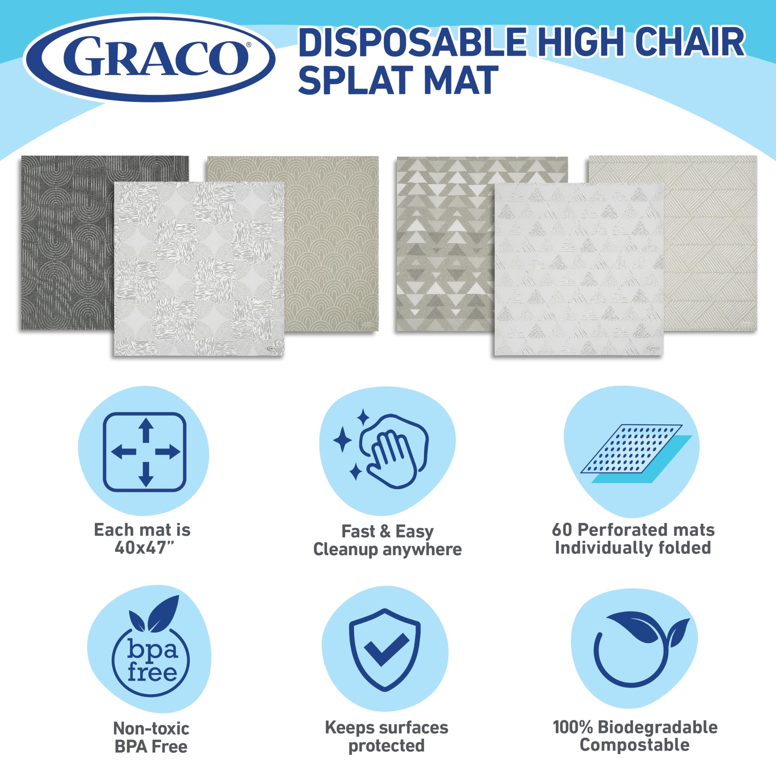 Foto 3 | Alfombrillas Desechables Graco, 60 Unidades, 47 X 40 Cm, Biodegradables - Venta Internacional.