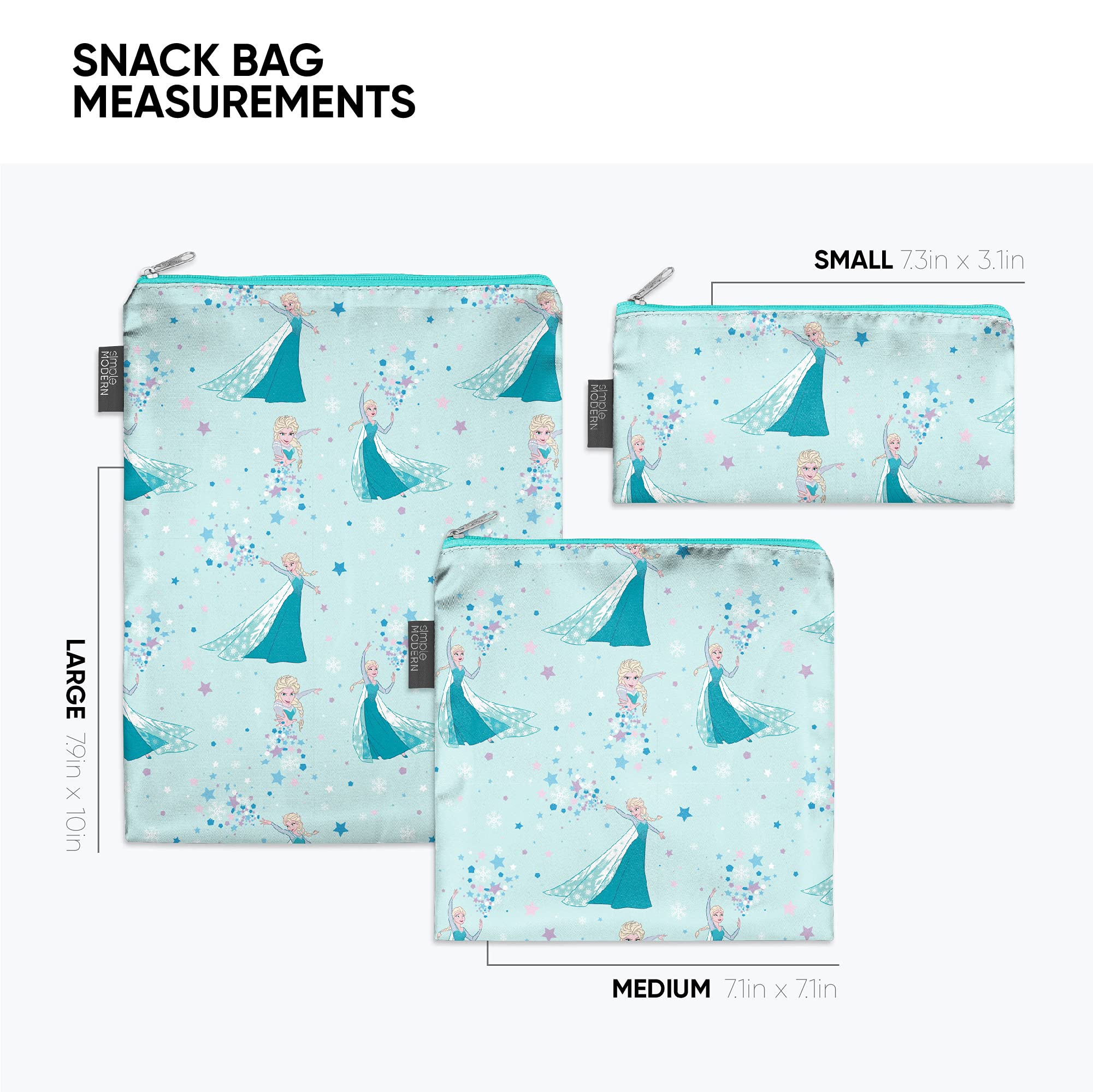 Foto 2 | Bolsas Para Aperitivos, Sencillas Y Modernas, Colección Disney Ellie, Paquete De 3 - Venta Internacional.
