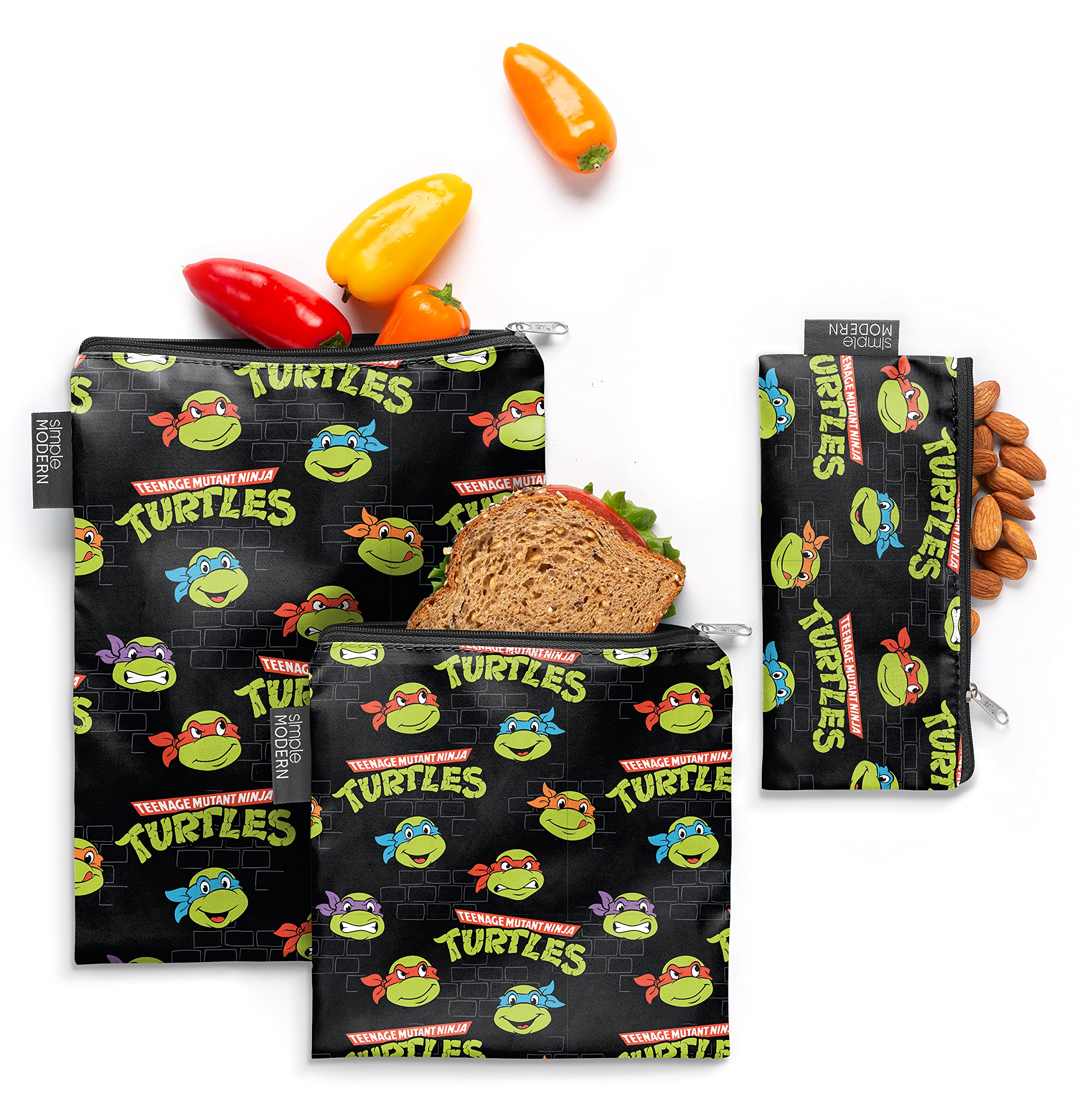 Bolsas Para Aperitivos Sencillas Y Modernas Nickelodeon Viacom, Reutilizables, Paquete De 3 - Venta Internacional.