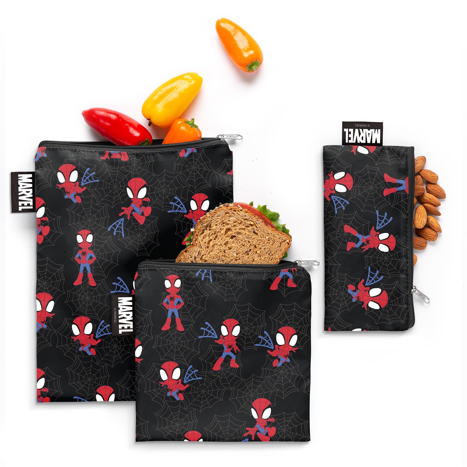 Foto 2 pulgar | Bolsas Reutilizables Para Aperitivos, Sencillas Y Modernas, Marvel Spider-man, Paquete De 3 - Venta Internacional.